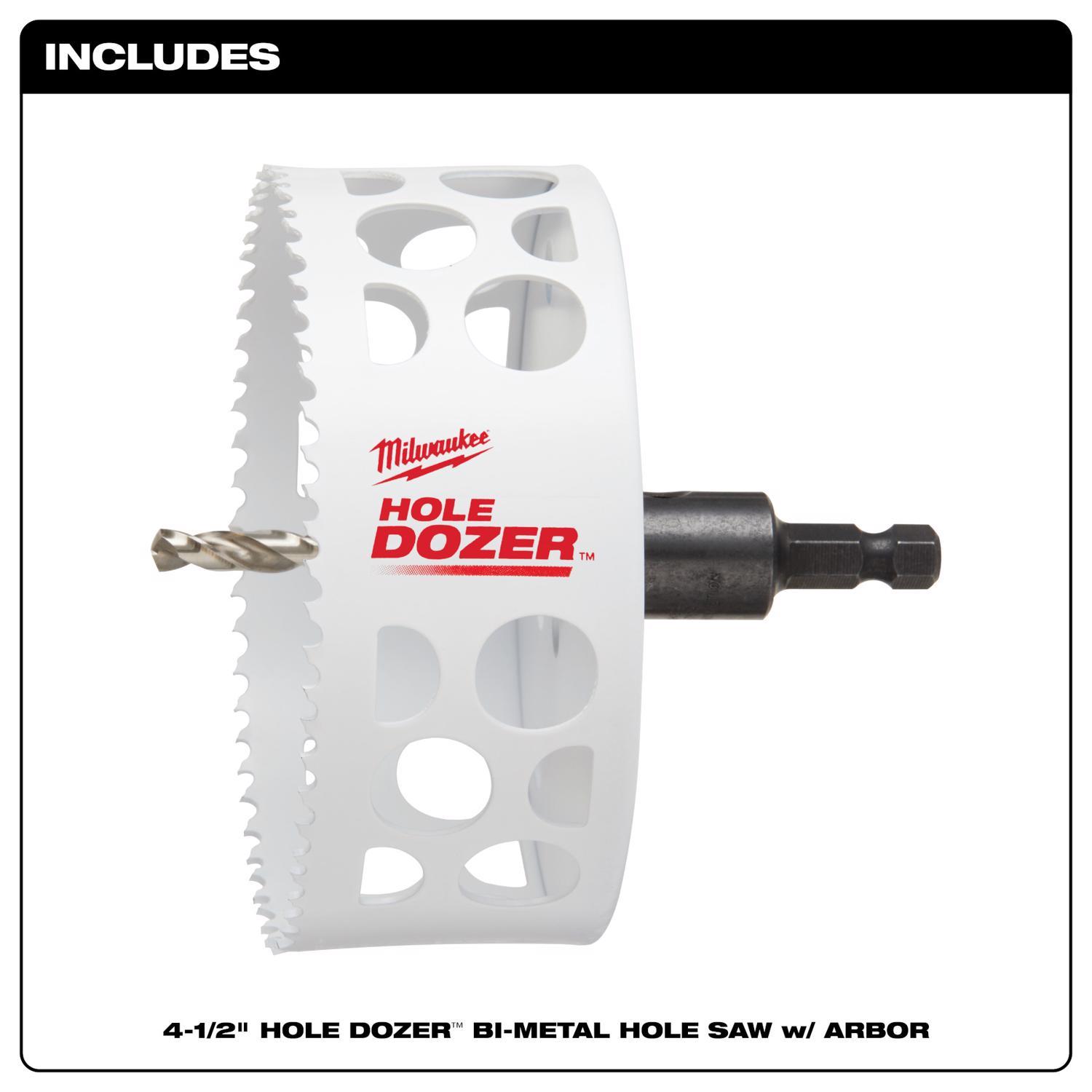 Milwaukee Hole Dozer 4-1/2 in. Bi-Metal 2 in. L X 3/8 in. D Hole Saw with Arbor and Pilot Bit Arbor