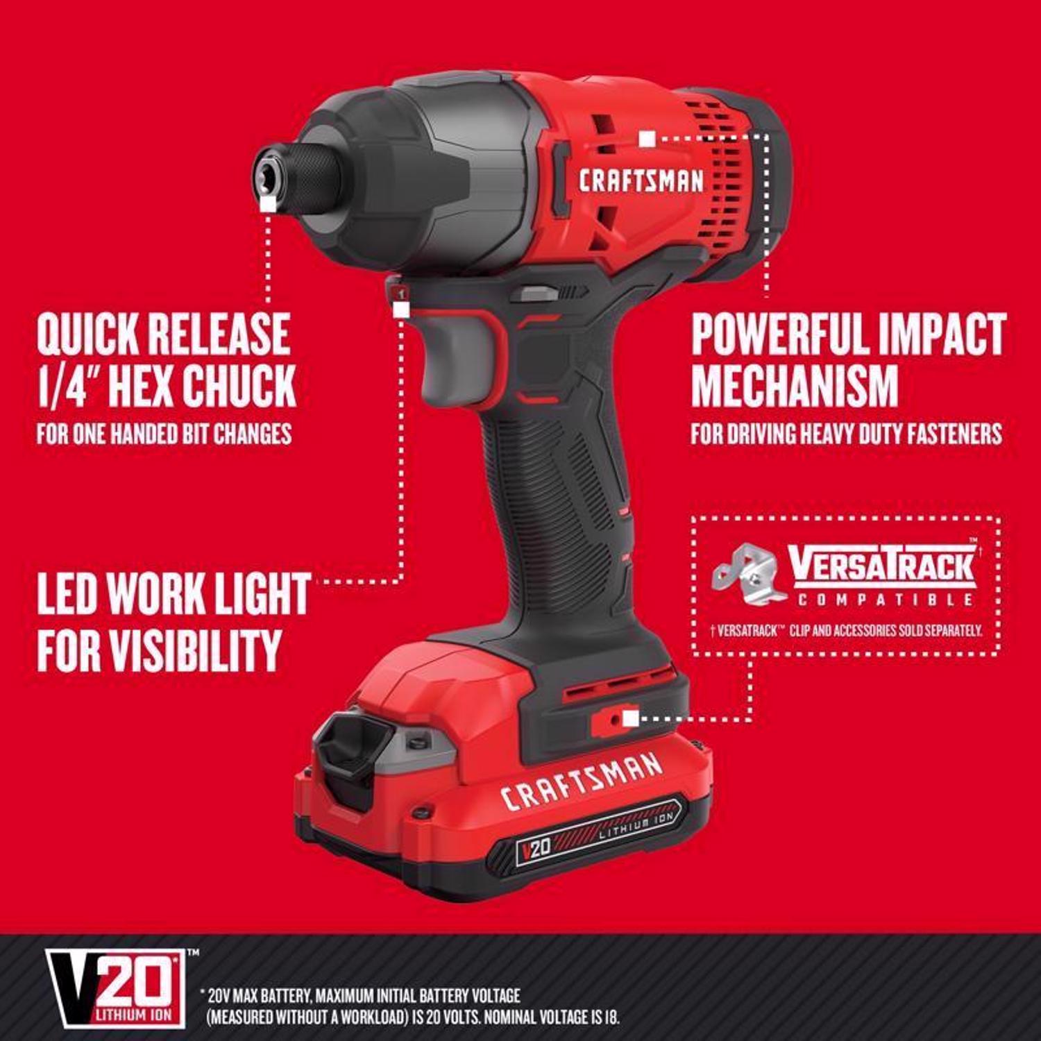Craftsman V20 Cordless Brushed 5 Tool Combo Kit