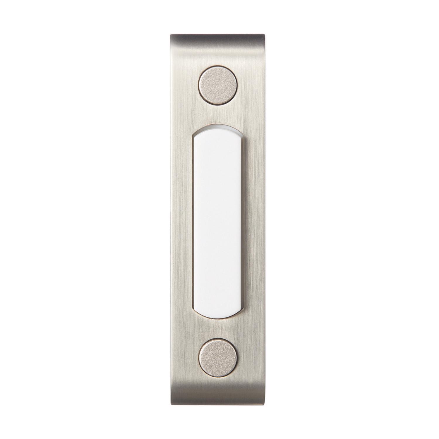 Heath Zenith Satin Nickel Silver Metal Wired Pushbutton Doorbell