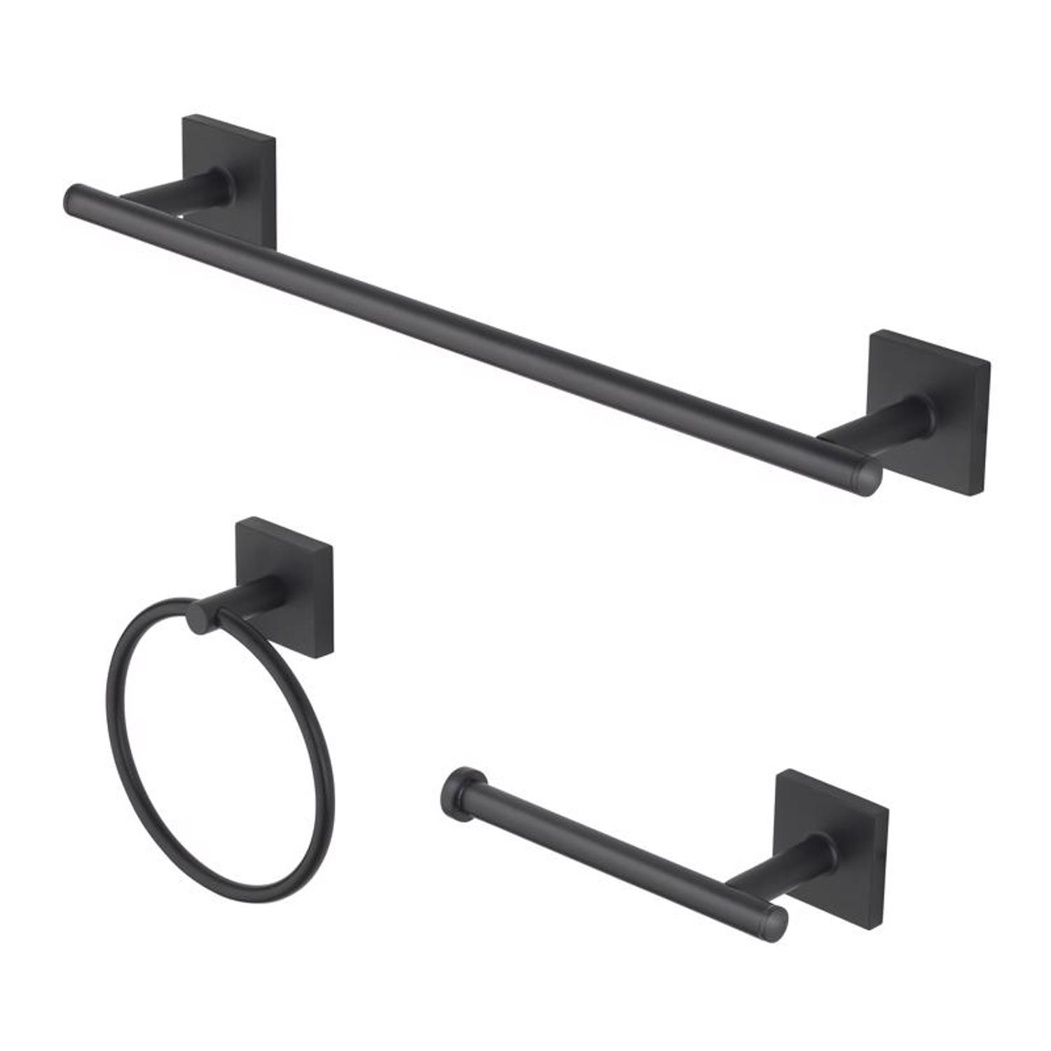 OakBrook Collection Matte Black Zinc Towel Bar Set