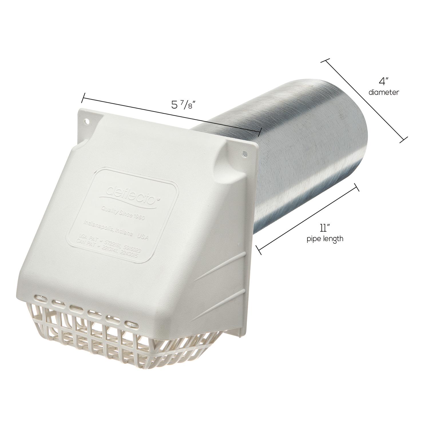 Ace 4 in. W X 6 in. L White Plastic Dryer Vent Hood