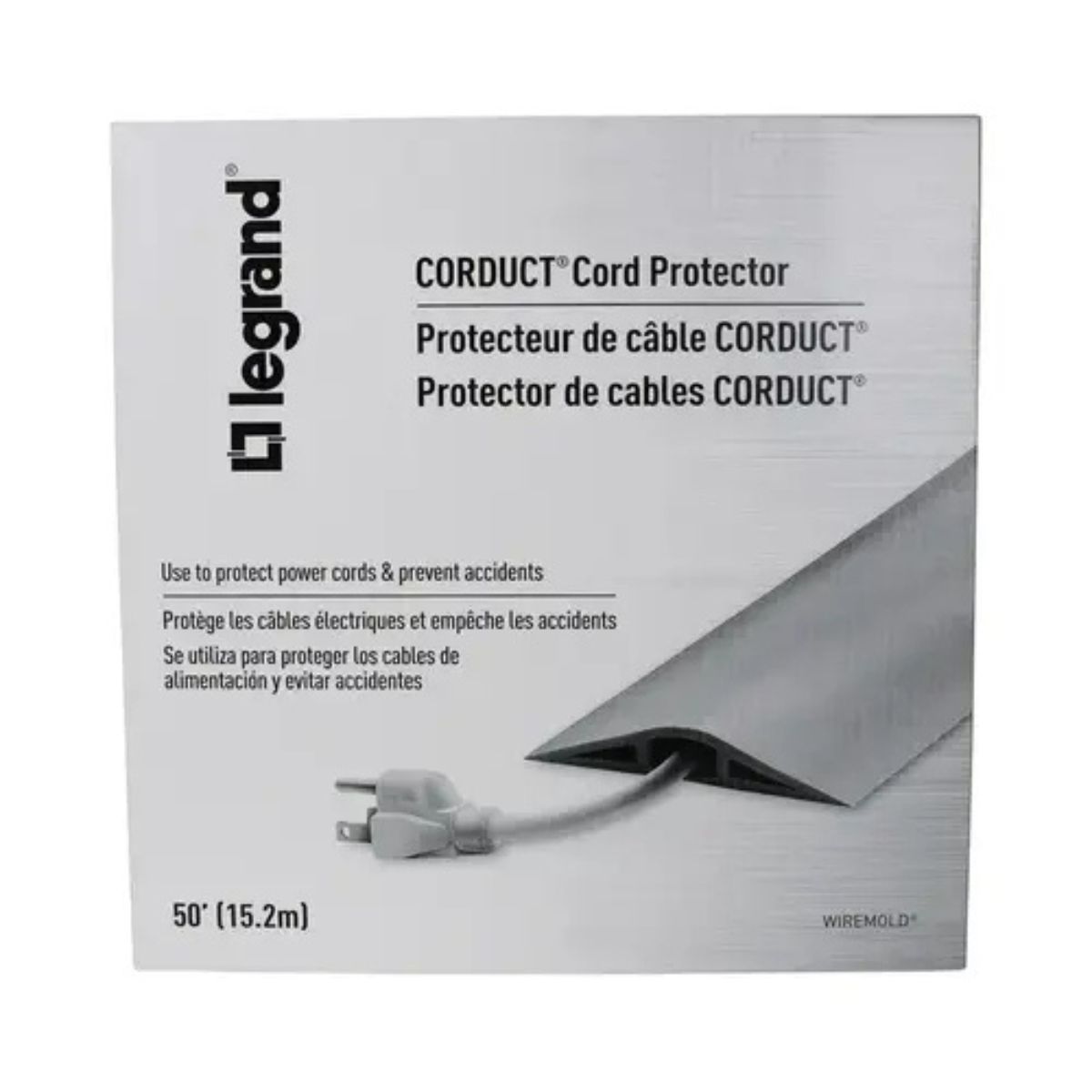 Legrand Cable Protector Corduct 1/2in, D x 50 ft. L Ivory