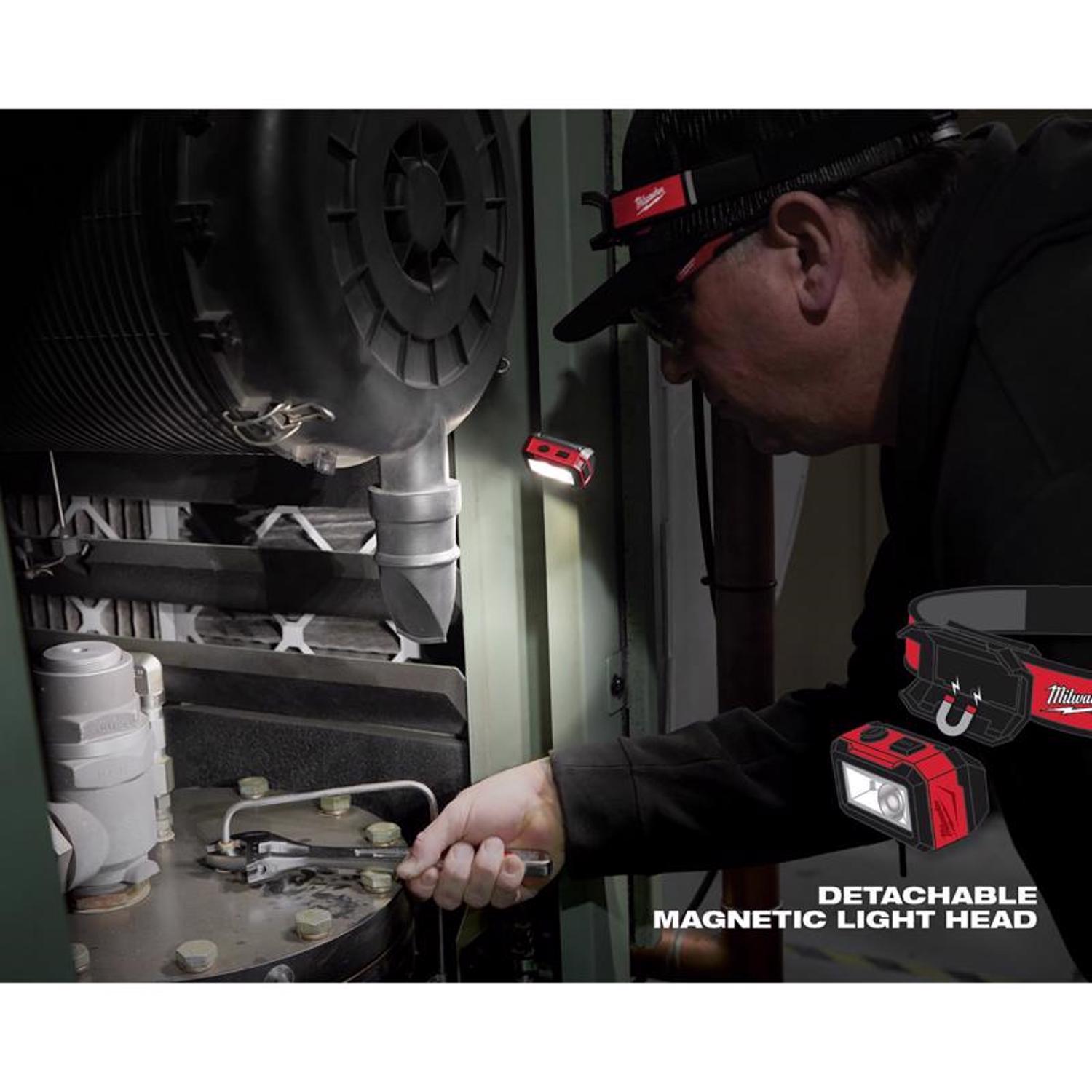Milwaukee 450 lm Black/Red LED Rechargeable Tactical Head Lamp