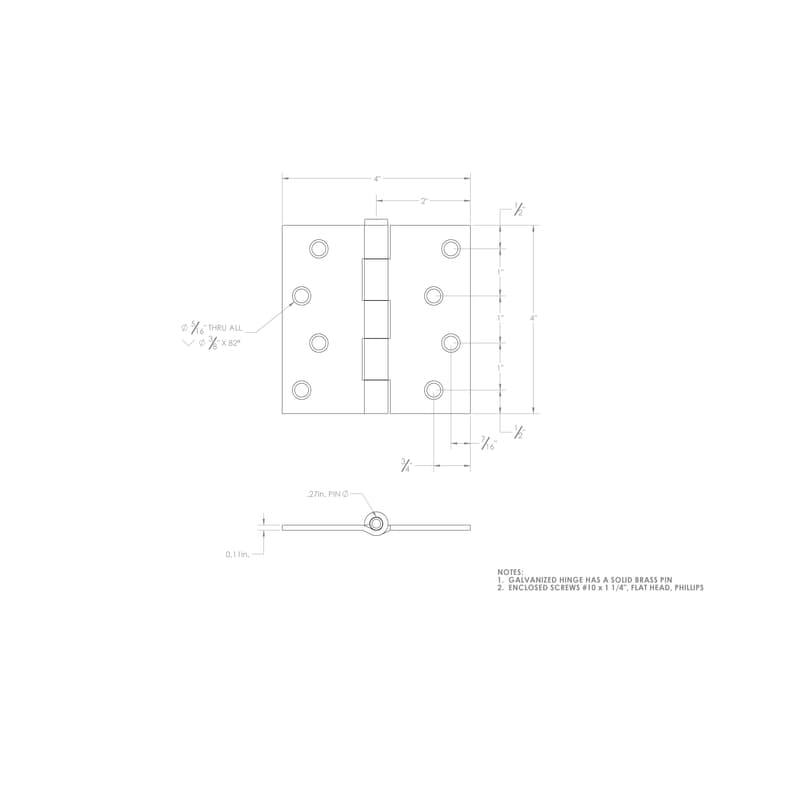 Ace 4 in. L Galvanized Broad Hinge 1 pk