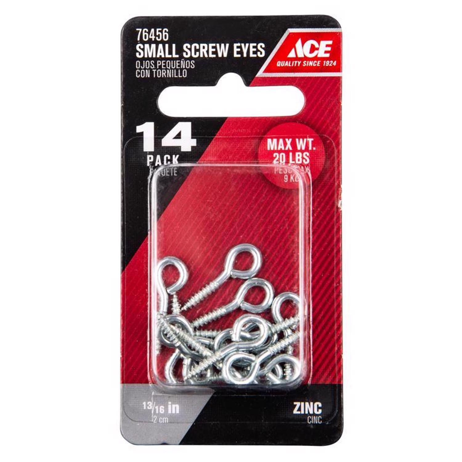 Ace 3/32 in. D X 13/16 in. L Zinc-Plated Steel Screw Eye 20 lb. cap. 14 pk