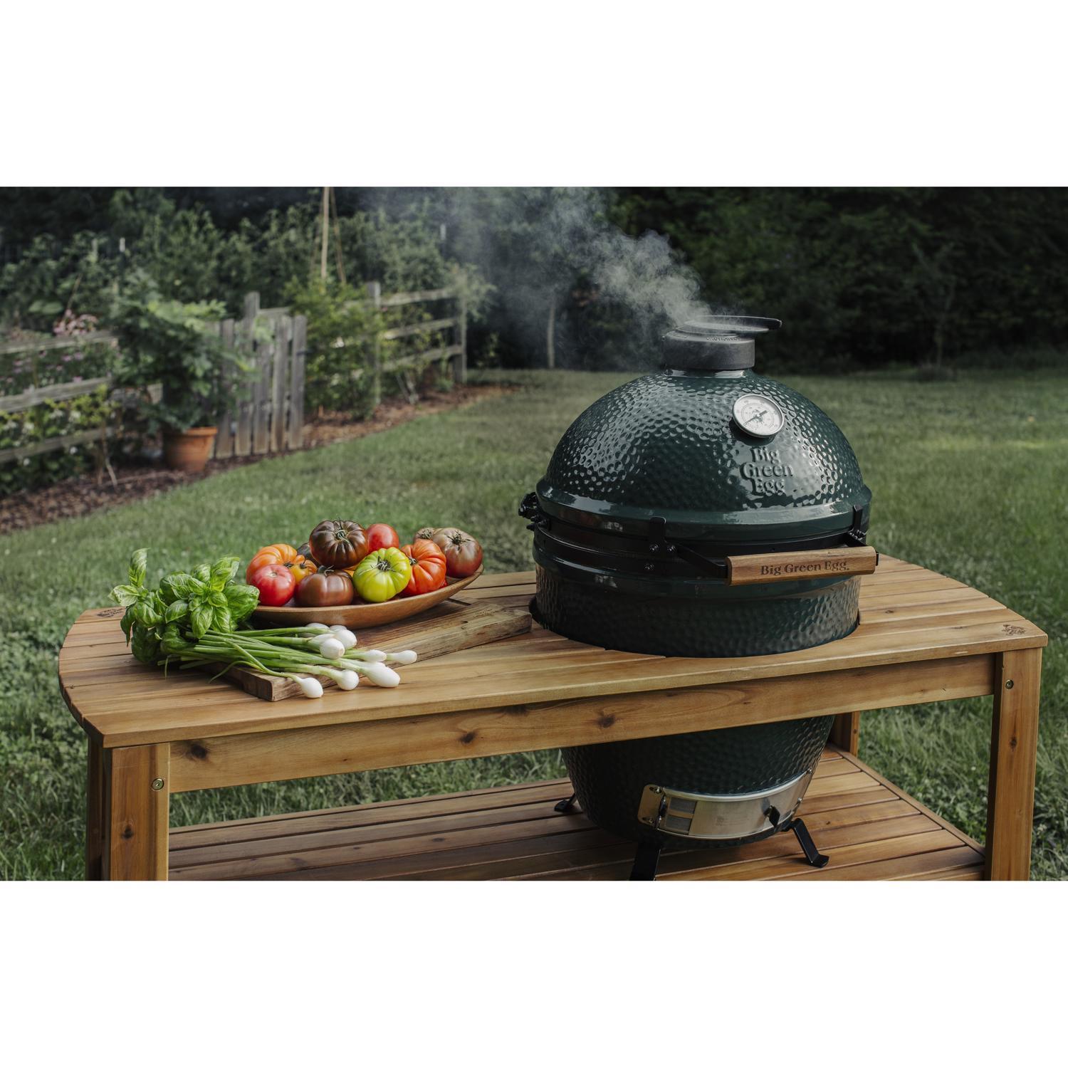 Big Green Egg Custom EGG Table Acacia Wood 31 in. H X 25 in. W X 60 in. L