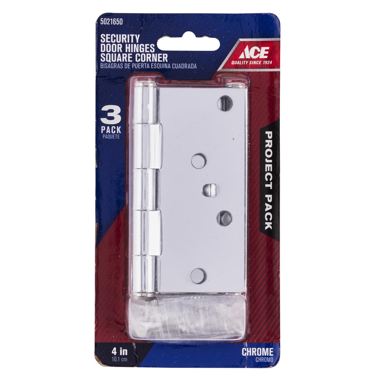 Ace 4 in. L Chrome Residential Door Hinge 3 pk