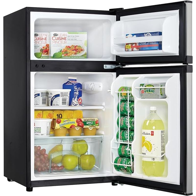 Danby Designer 3.1 Cu.Ft. Compact Refrigerator with Freezer, Stainless Steel