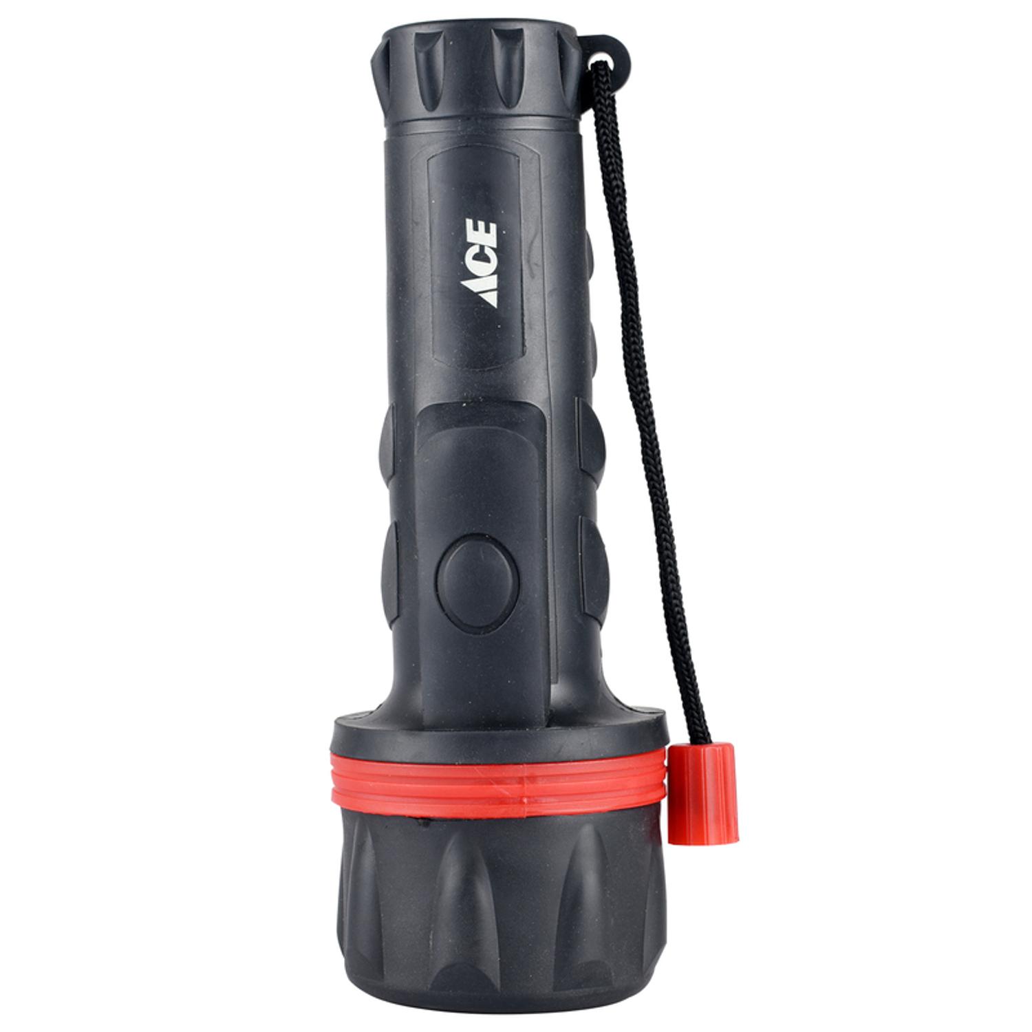 Ace 25 lm Black/Red LED Flashlight AA/D Battery