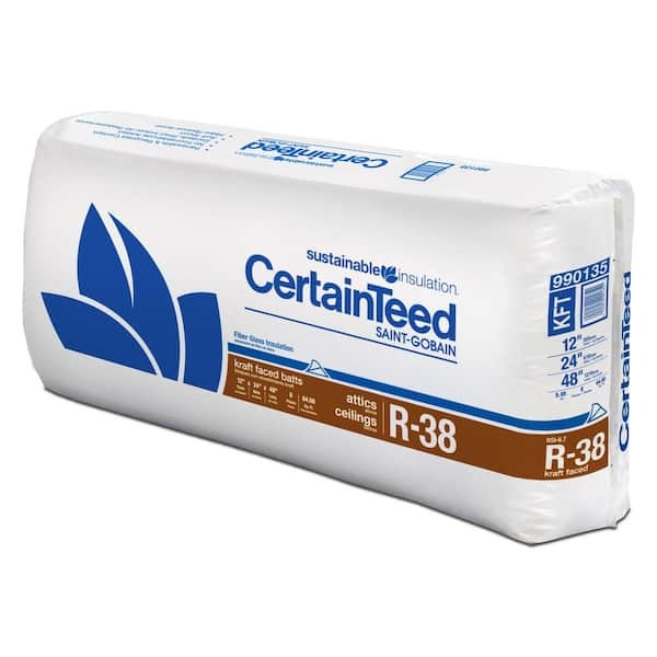 CertainTeed Kraft Faced Fiberglass Insulation Batt 4.3 ft. x 24 in. x 48 in. (8-Pieces)