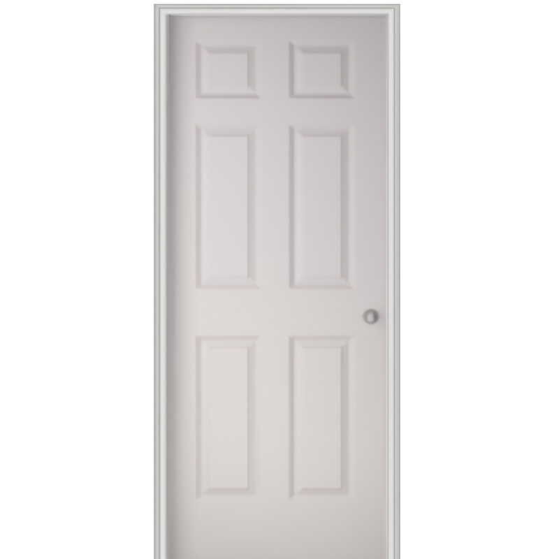 Colonist 32" x 80" Single Prehung Interior Door Unit - Primed 6-Panel Hollow Core Left Hand w/ Flat Jamb - No Trim