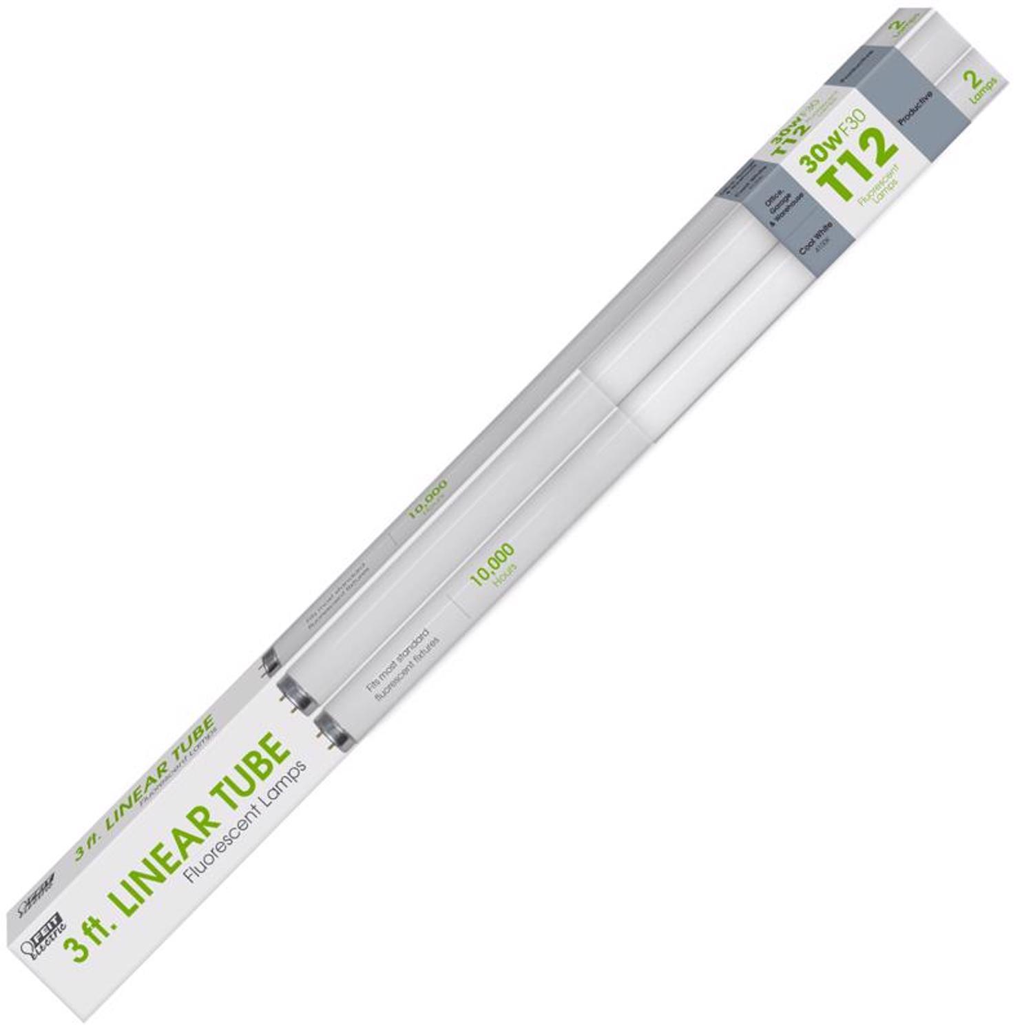 Feit 30 watt 1.5 in. Dia. x 36 in. L Fluorescent Bulb Cool White Linear 2 pk