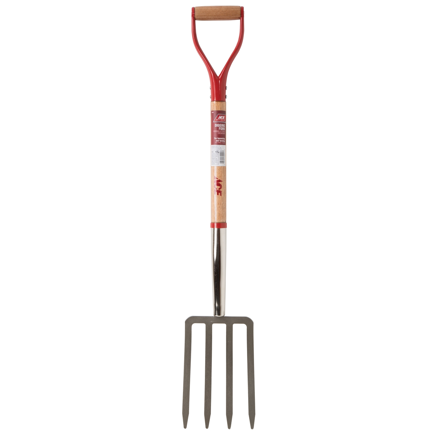 Ace 4 Tine Steel Spading Fork 30 in. Wood Handle