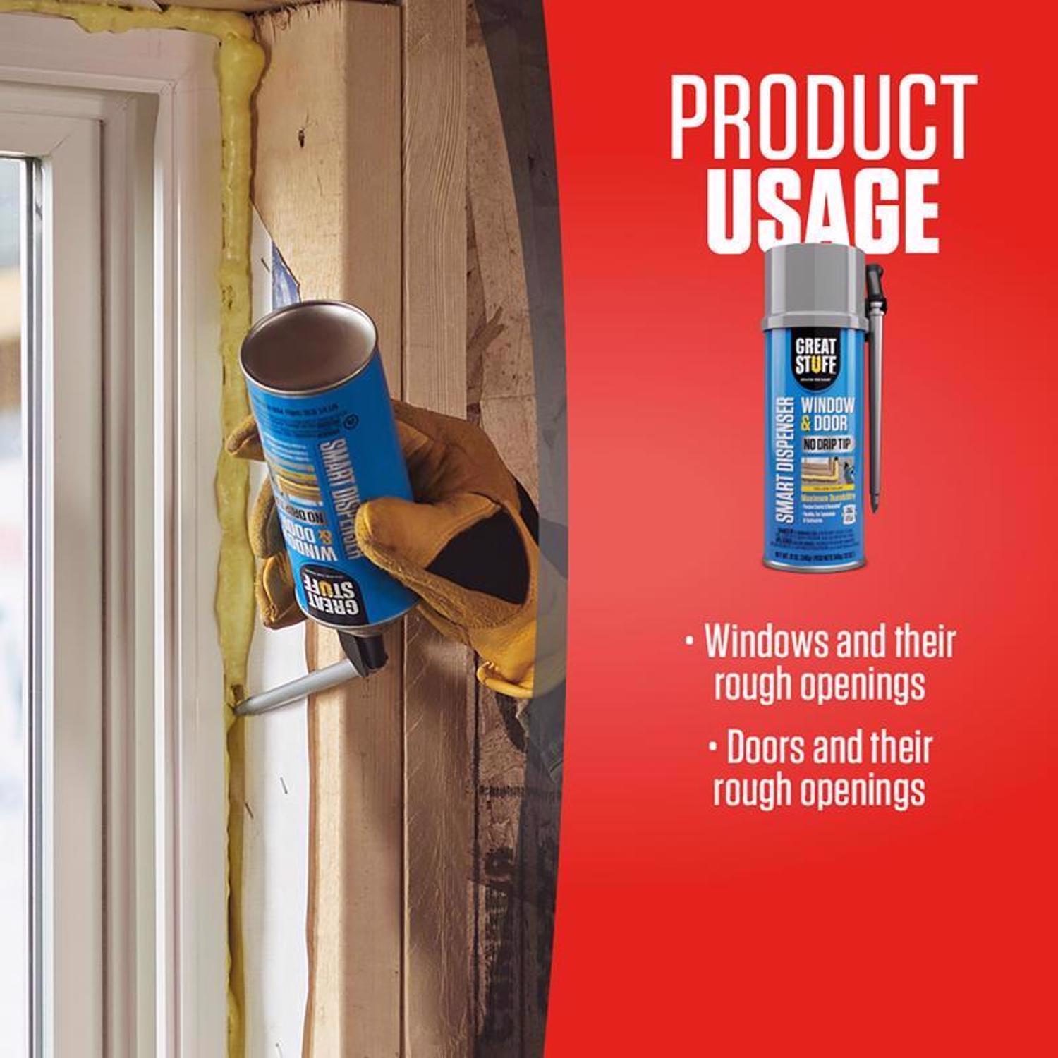 Great Stuff Smart Dispenser Yellow Polyurethane Insulating Foam Sealant 12 oz