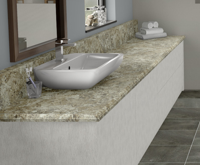 Hartson-Kennedy Laminate Vanity Top 6 ft. Spring Carnival Caspian Edge