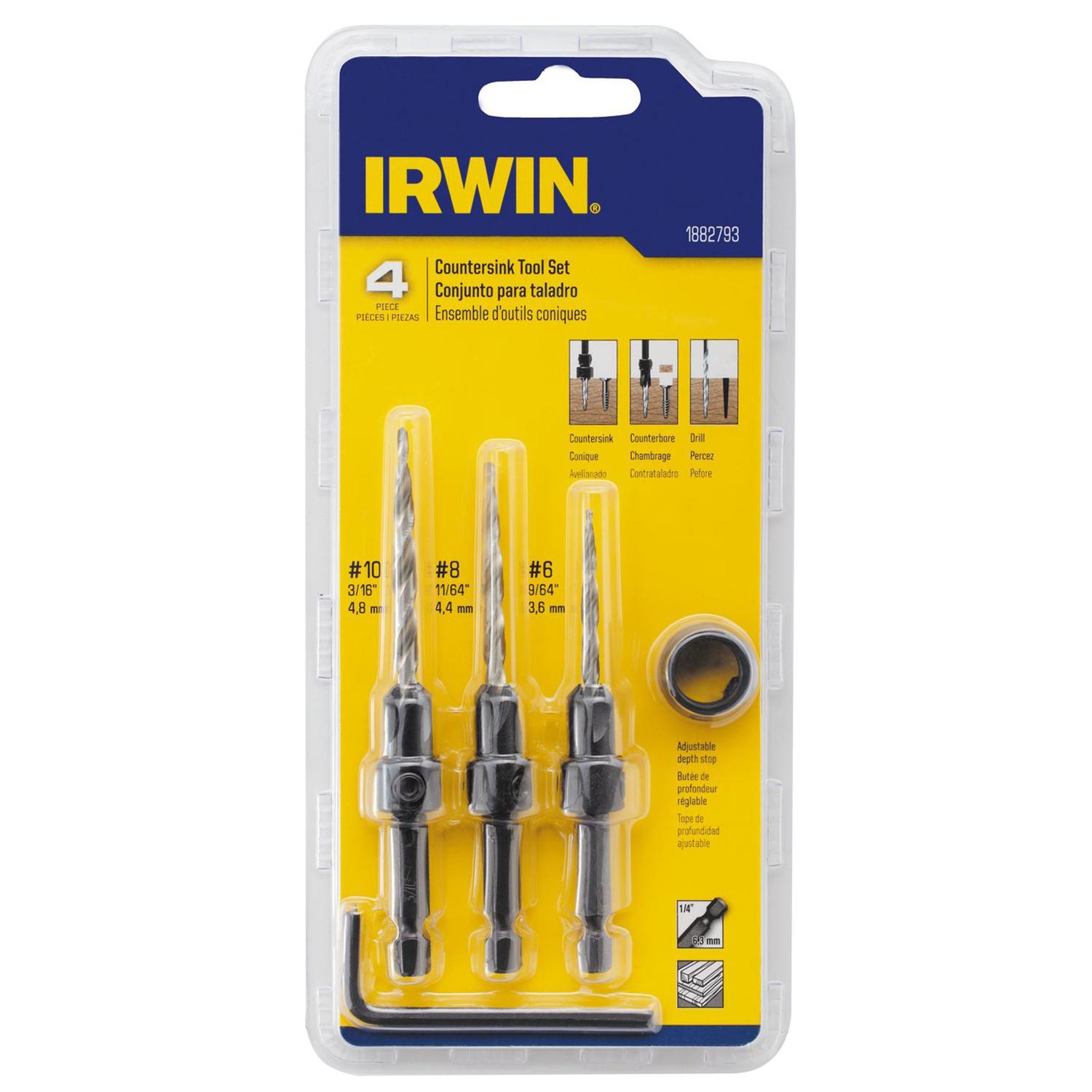 Irwin #6, #8 and #10 Countersink Set 4 pc