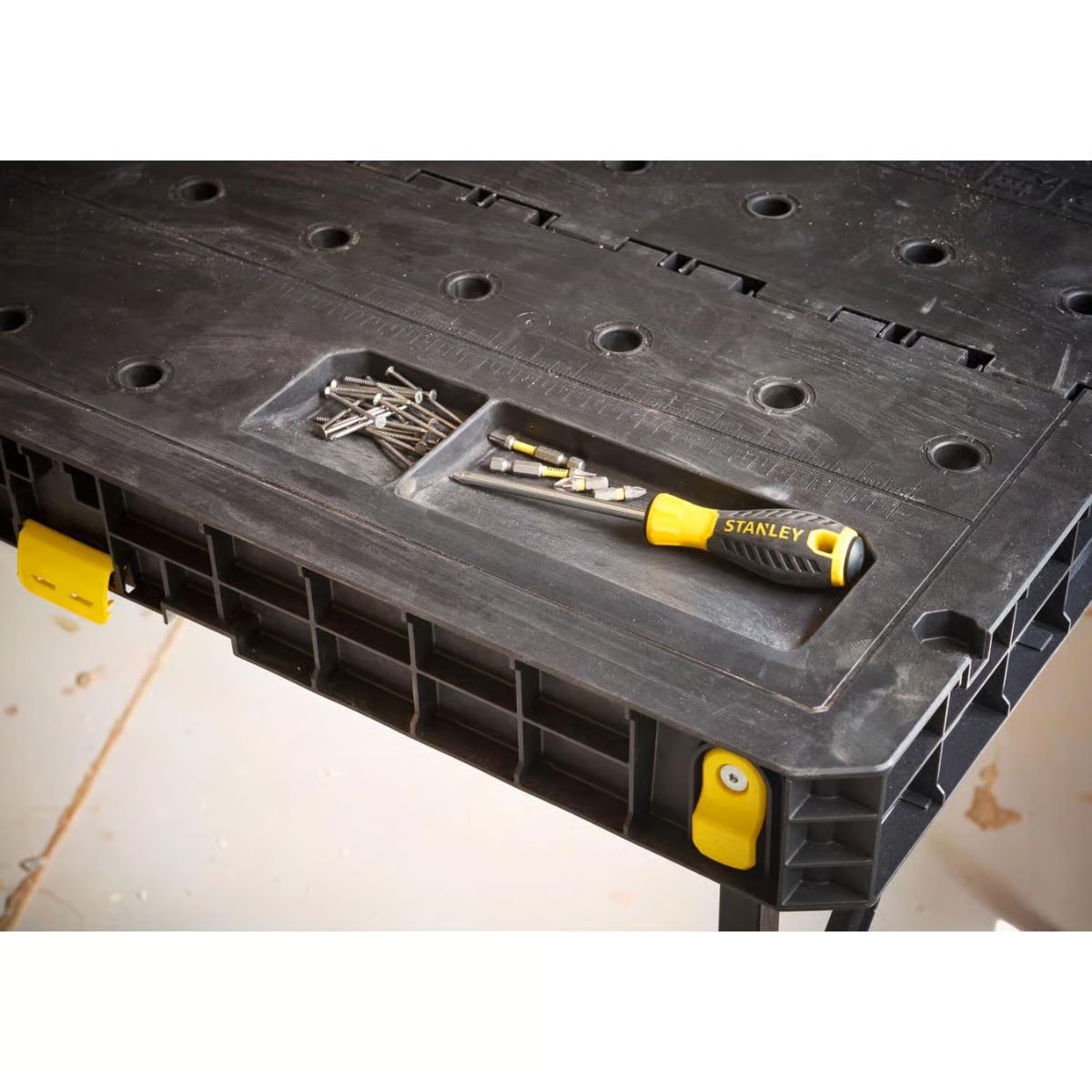 STANLEY 33.5 in. L x 23.5 in. W x 29 in. H Folding Workbench 700 lb. cap.