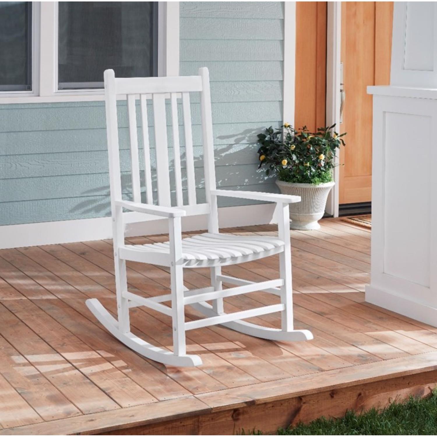 Living Accents White Wood Frame Casual Rocking Chair