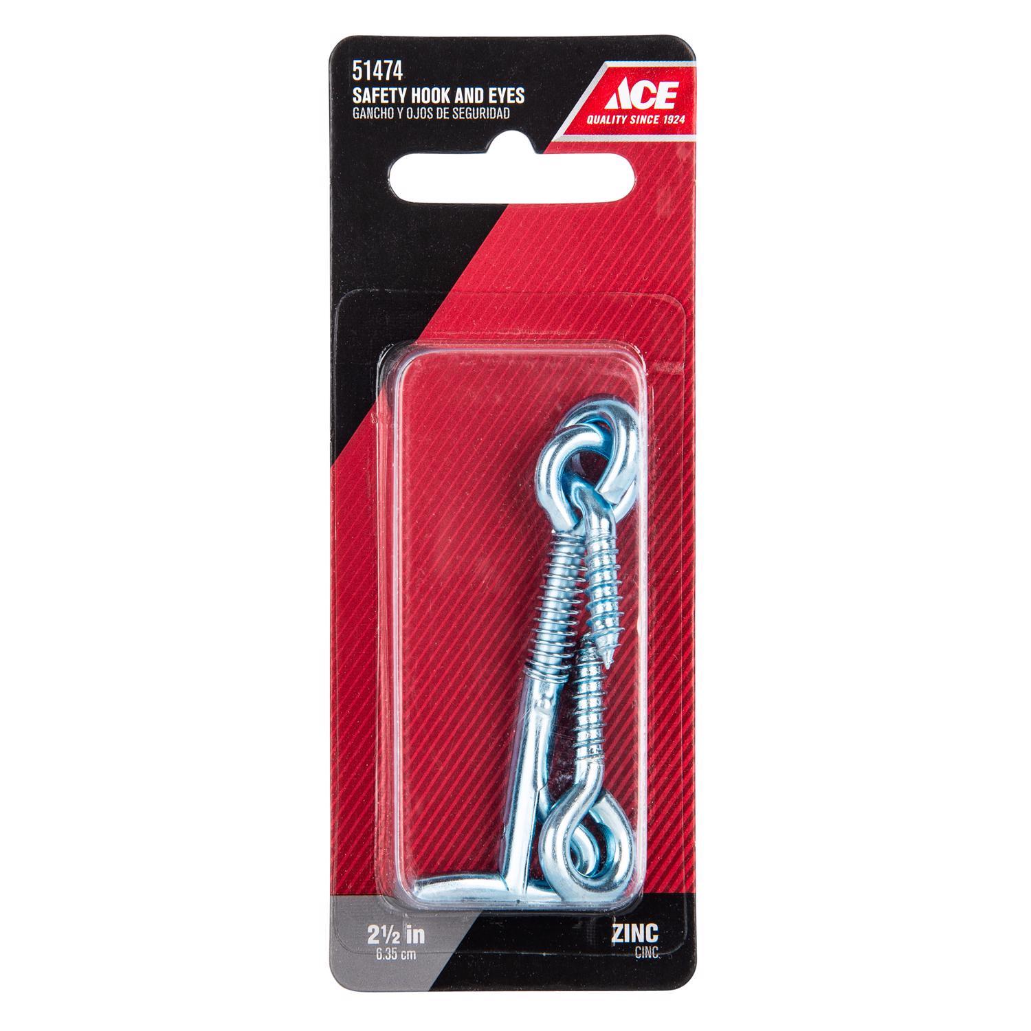 Ace Small Zinc-Plated Silver Steel 2.5 in. L Safety Hook and Eye 1 pk