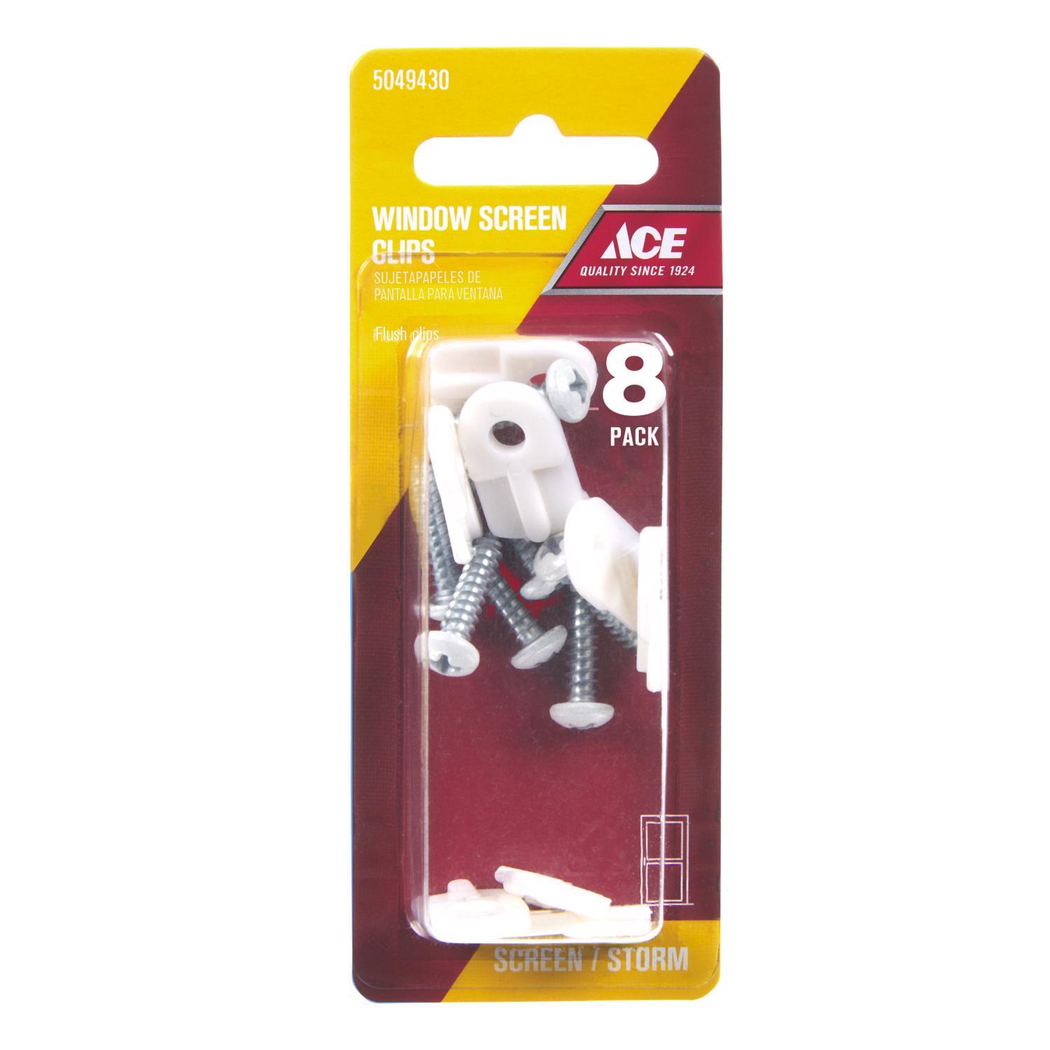 Ace White Plastic Screen Clip 8 pk