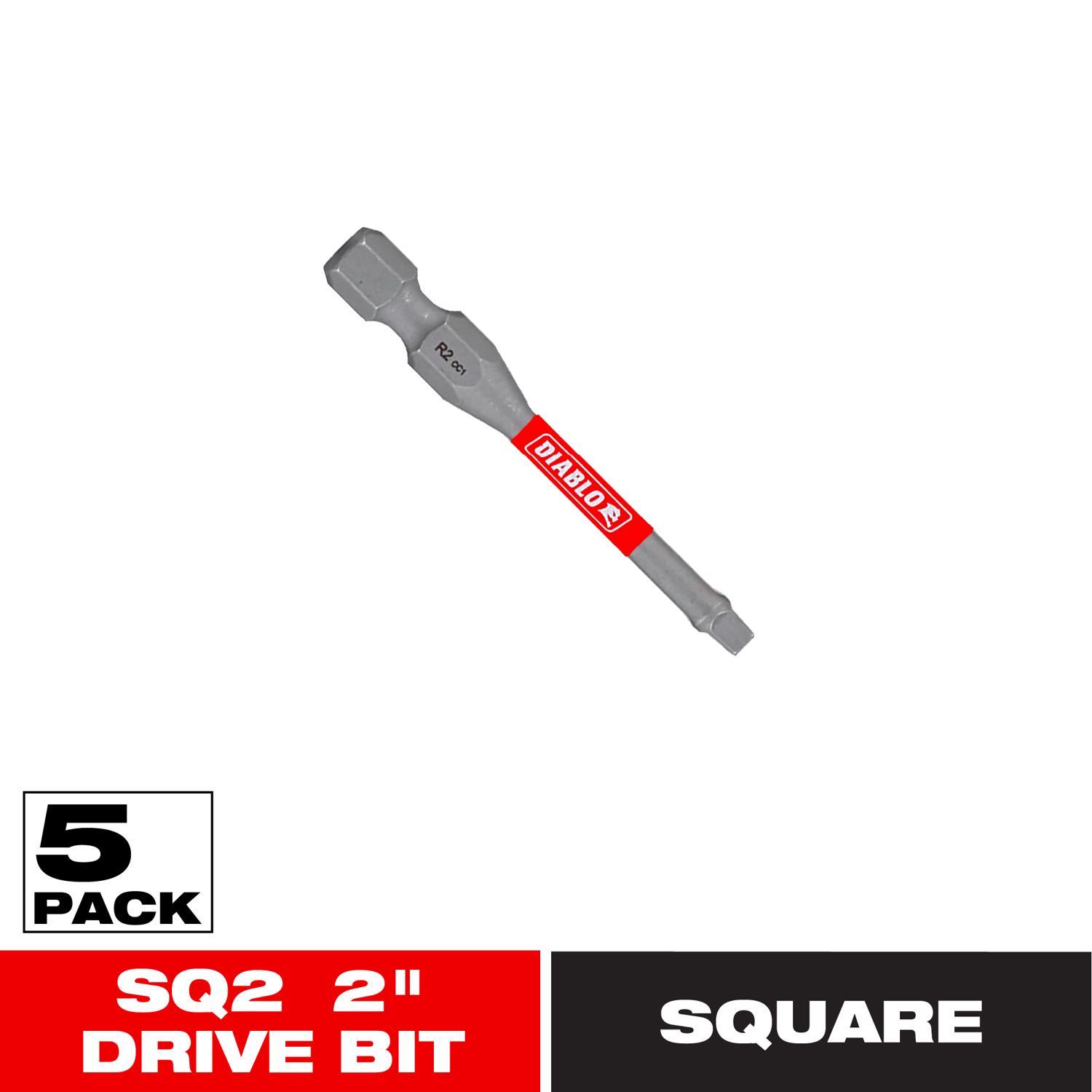 Diablo Square #2 X 2 in. L Driver Bit Black Oxide 5 pk