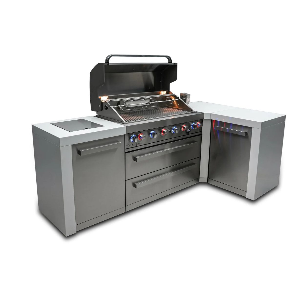 Mont Alpi 6-Burner Deluxe island with a 90-degree corner