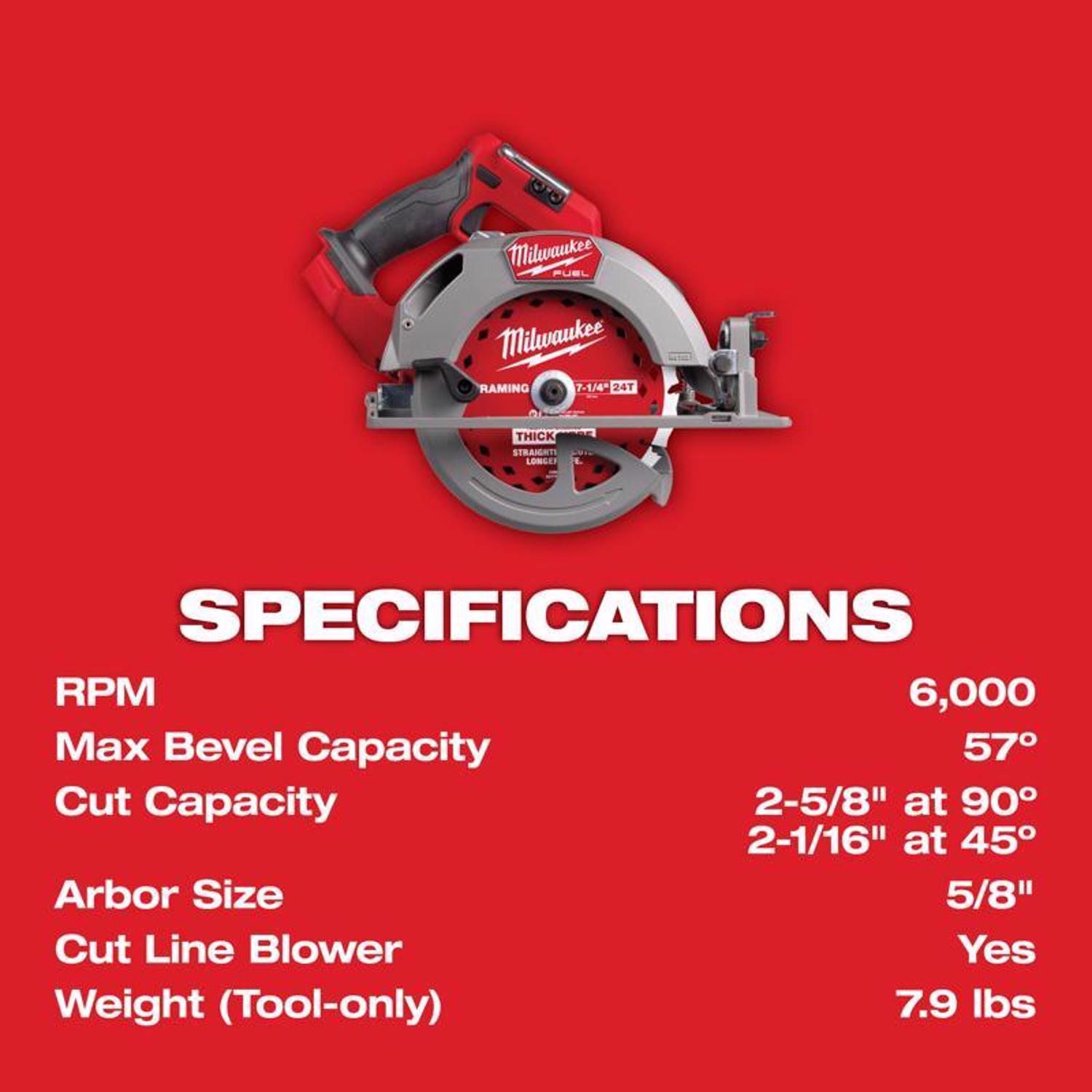 Milwaukee M18 FUEL 7-1/4 in. Cordless Brushless Circular Saw Tool Only