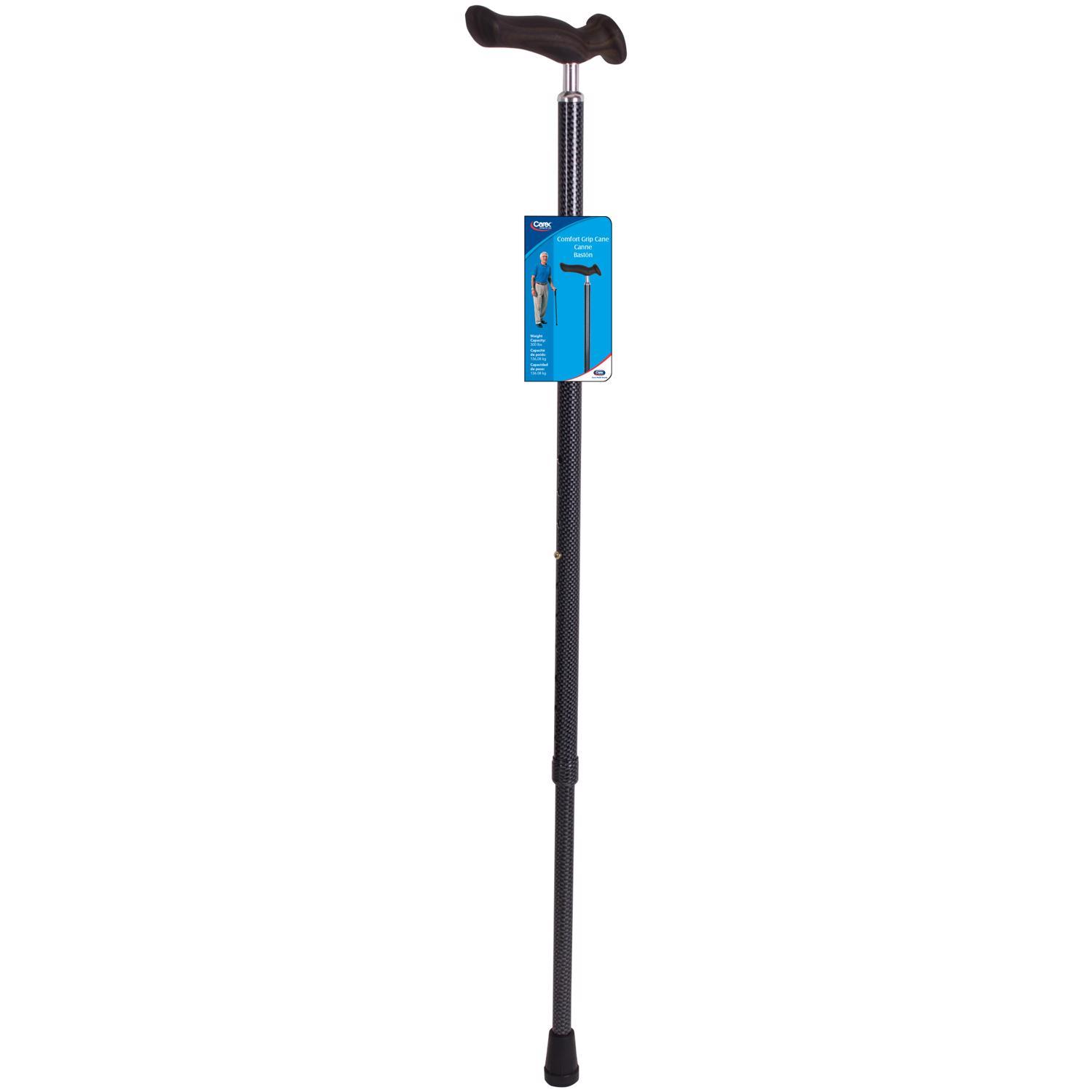 Carex Health Brands Carbon Gray Comfort Grip Walking Cane Aluminum/Plastic 37 in. H X 4 in. L