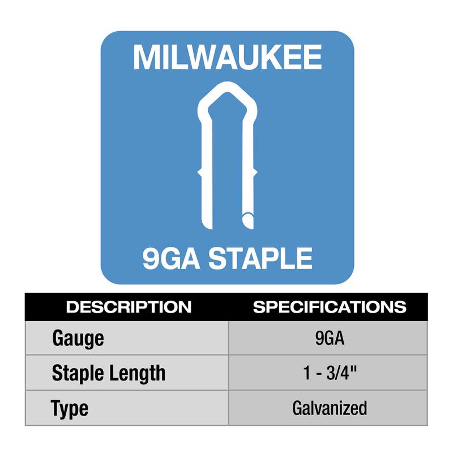 Milwaukee 3/4 in. W X 1-3/4 in. L 9 Ga. Diamond Crown Staples 1 pk
