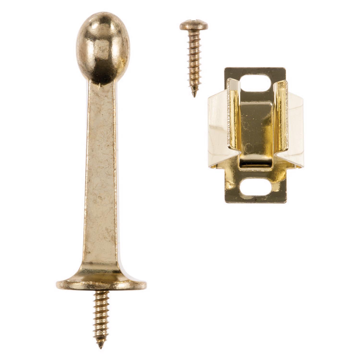Ace 3 in. W Metal Bright Gold Rigid Door Stop w/Holder Mounts to door and wall 5/32 in.