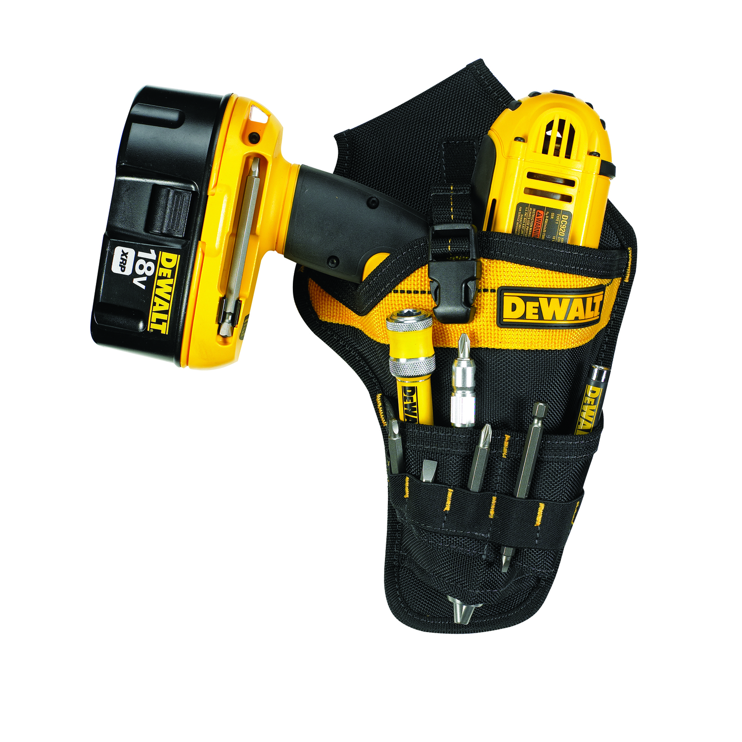 DeWalt 3 pocket Ballistic Nylon Drill Holster 7.3 in. L X 13.75 in. H Black/Yellow