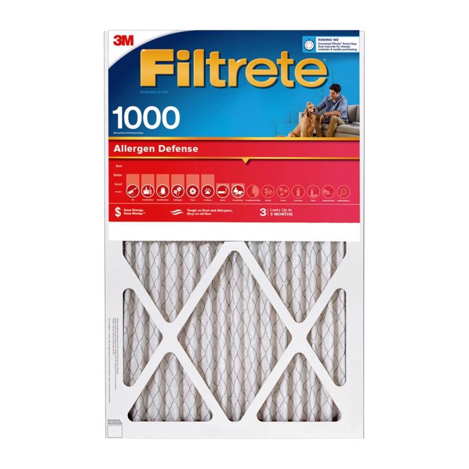 Filtrete 24 in. W X 18 in. H X 1 in. Polyester 1000 MPR Pleated Allergen Air Filter 1 pk