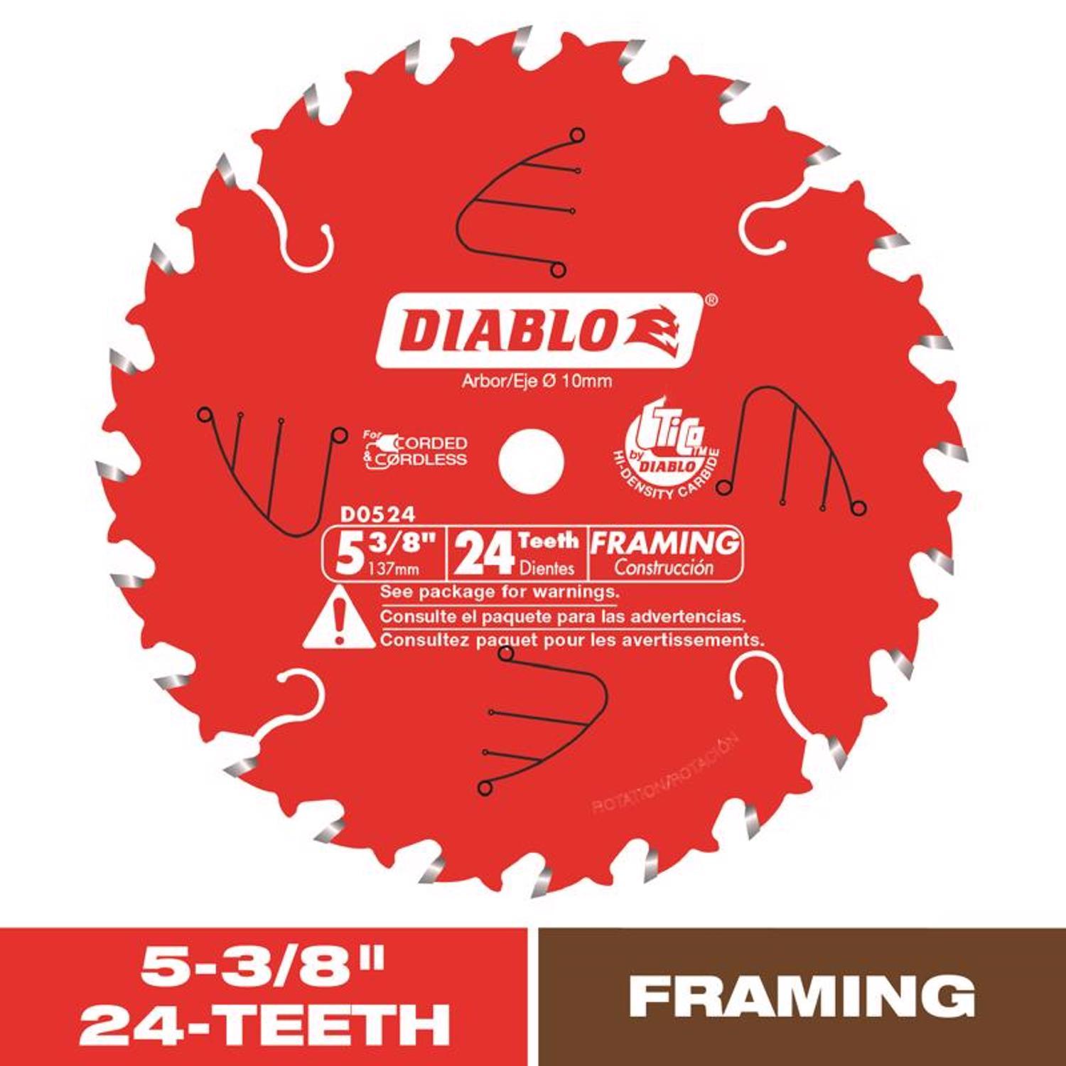 Diablo 5-3/8 in. D X 10 mm TiCo Hi-Density Carbide Trim Saw Blade 24 teeth 1 pk