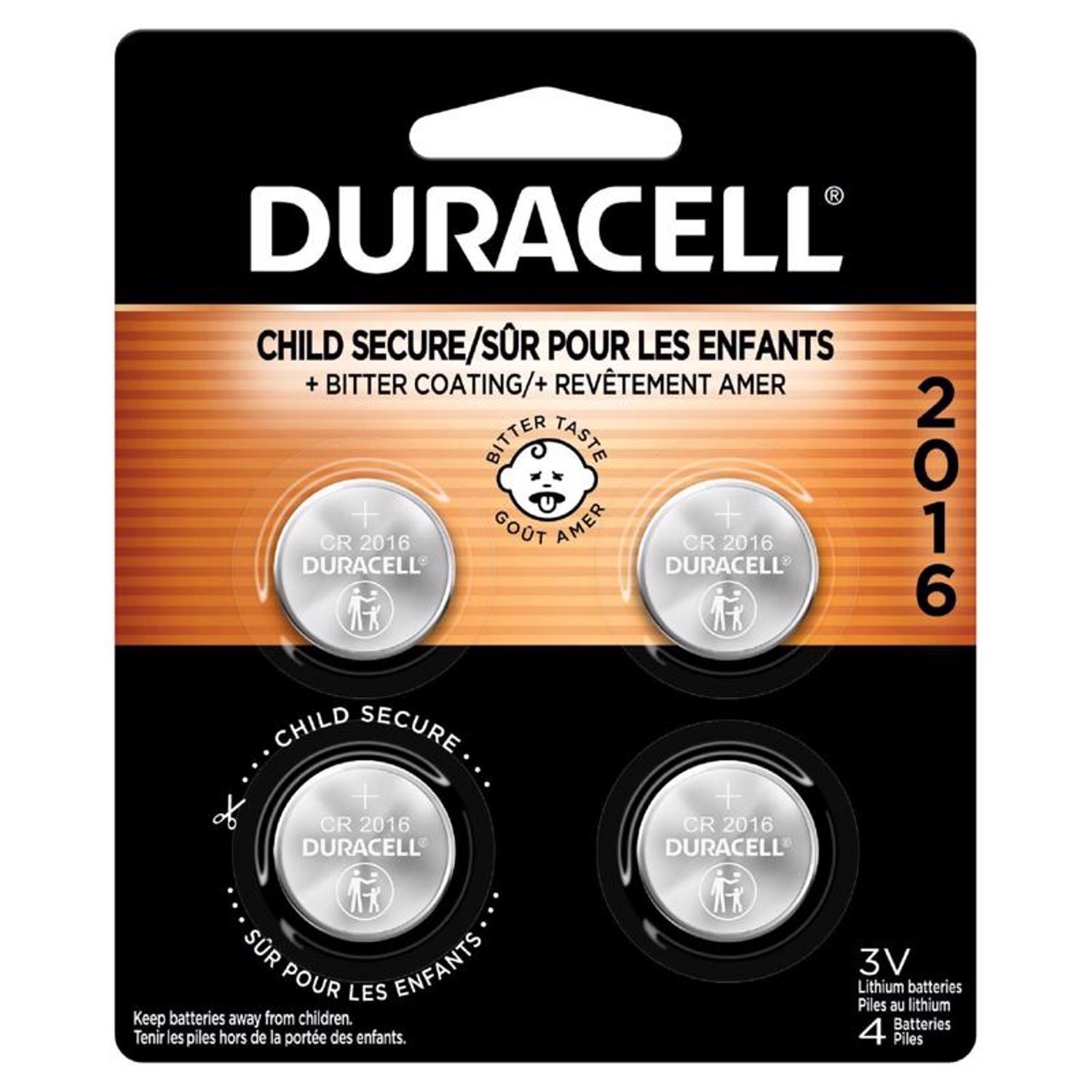 Duracell Lithium Coin DL2016/CR2016 3 V Button Cell Battery 4 pk