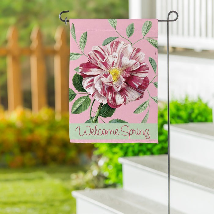 Evergreen Radiant Pink Flower Suede Garden Flag