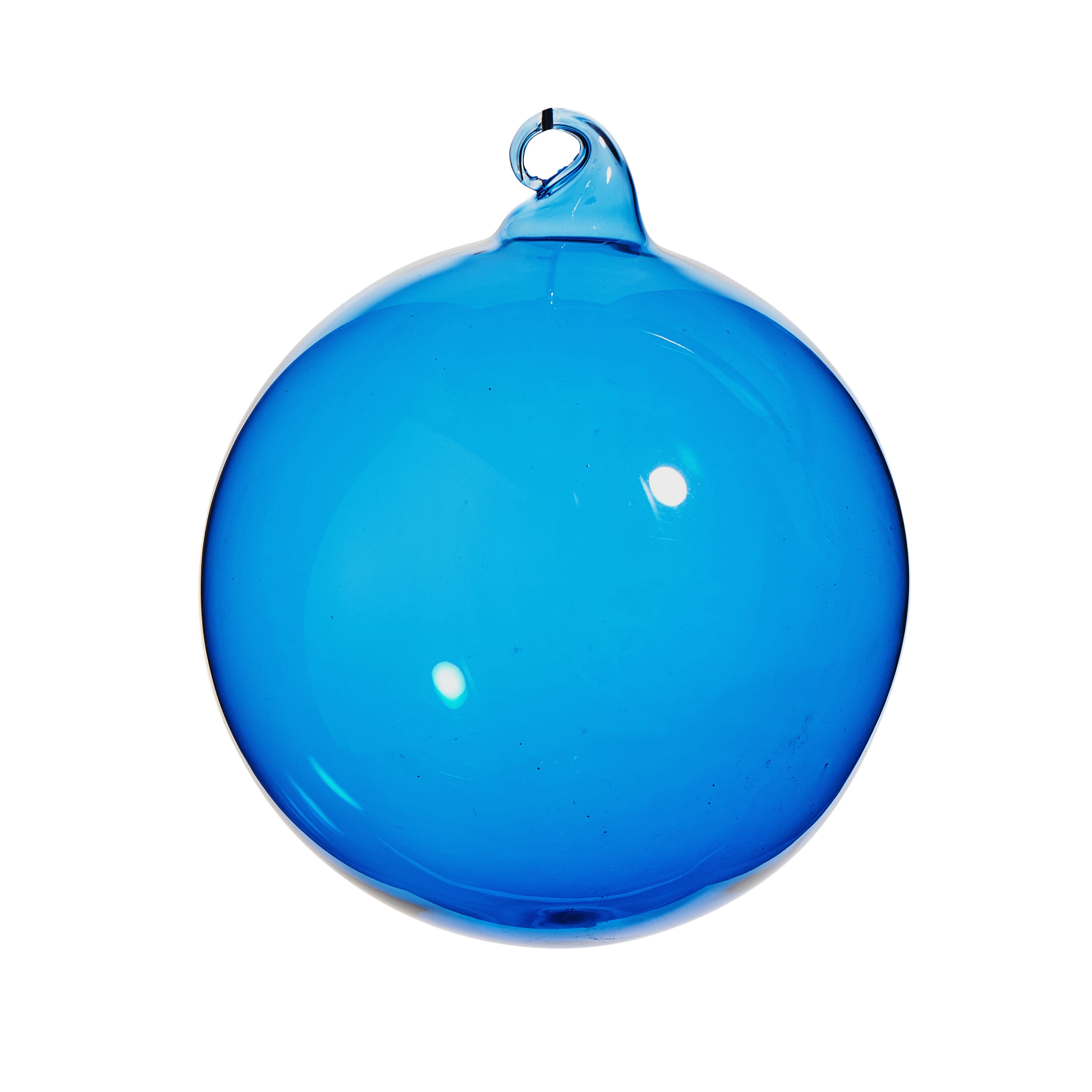 Raz Imports 4 in. Blue Sheer Blown Glass Ball Ornament