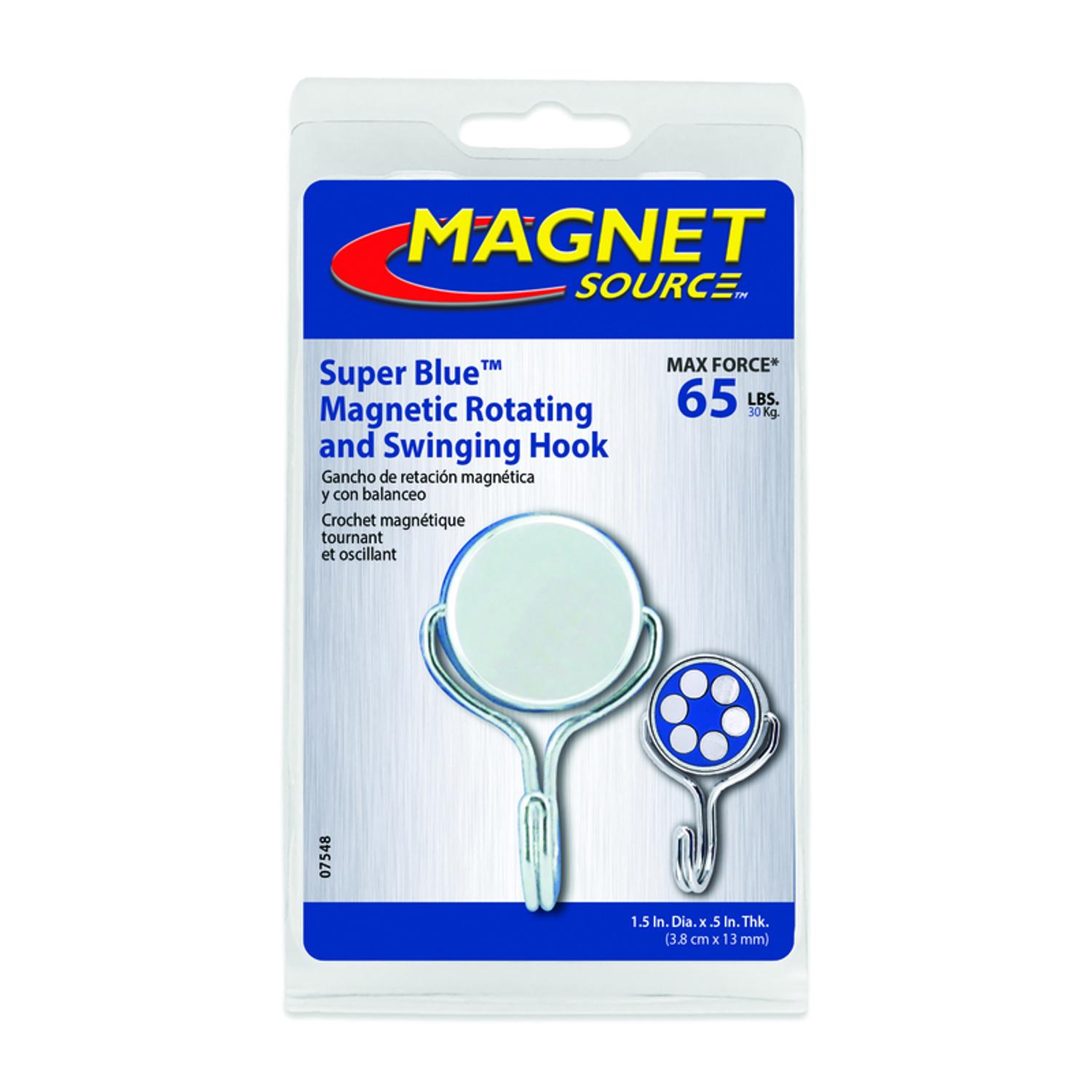 Magnet Source .5 in. L X 1.5 in. W Silver Magnetic Hook 65 lb. pull 1 pc