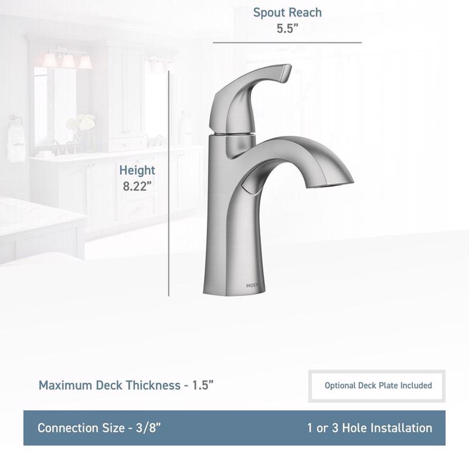 Moen Lindor Brushed Nickel Bathroom Faucet 4 in.
