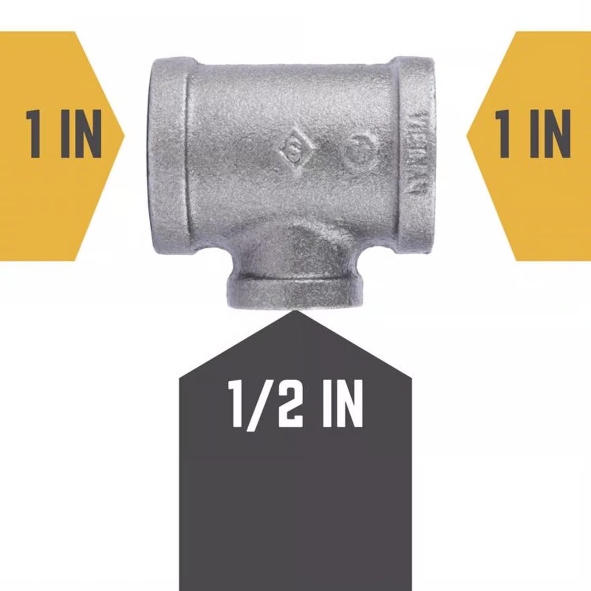 STZ Industries 1 in. FIP each x 1 in. D FIP 1/2 in. D FIP Black Malleable Iron Reducing Tee