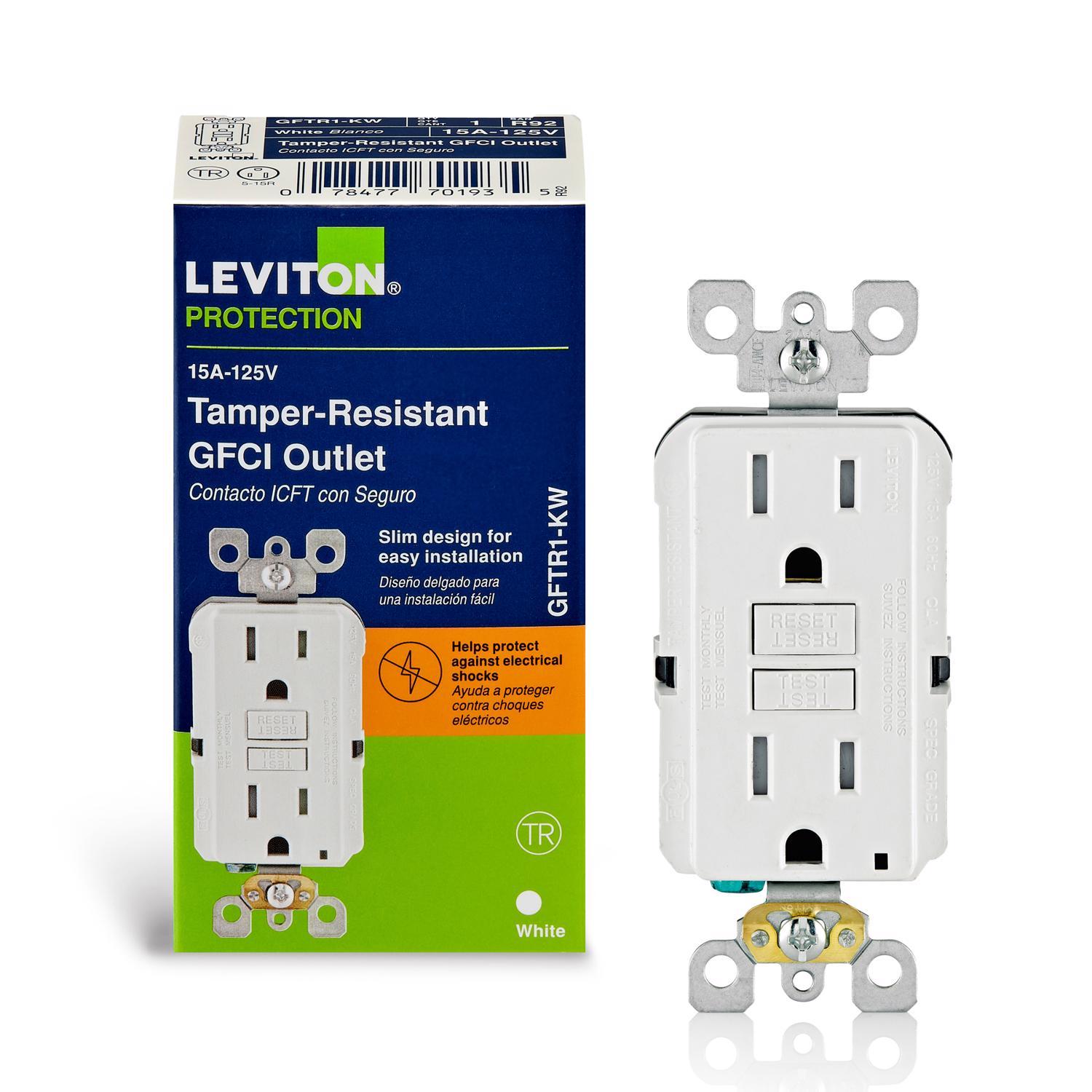 Leviton SmartlockPro 15 amps 125 V Duplex White GFCI Outlet 5-15R 1 pk
