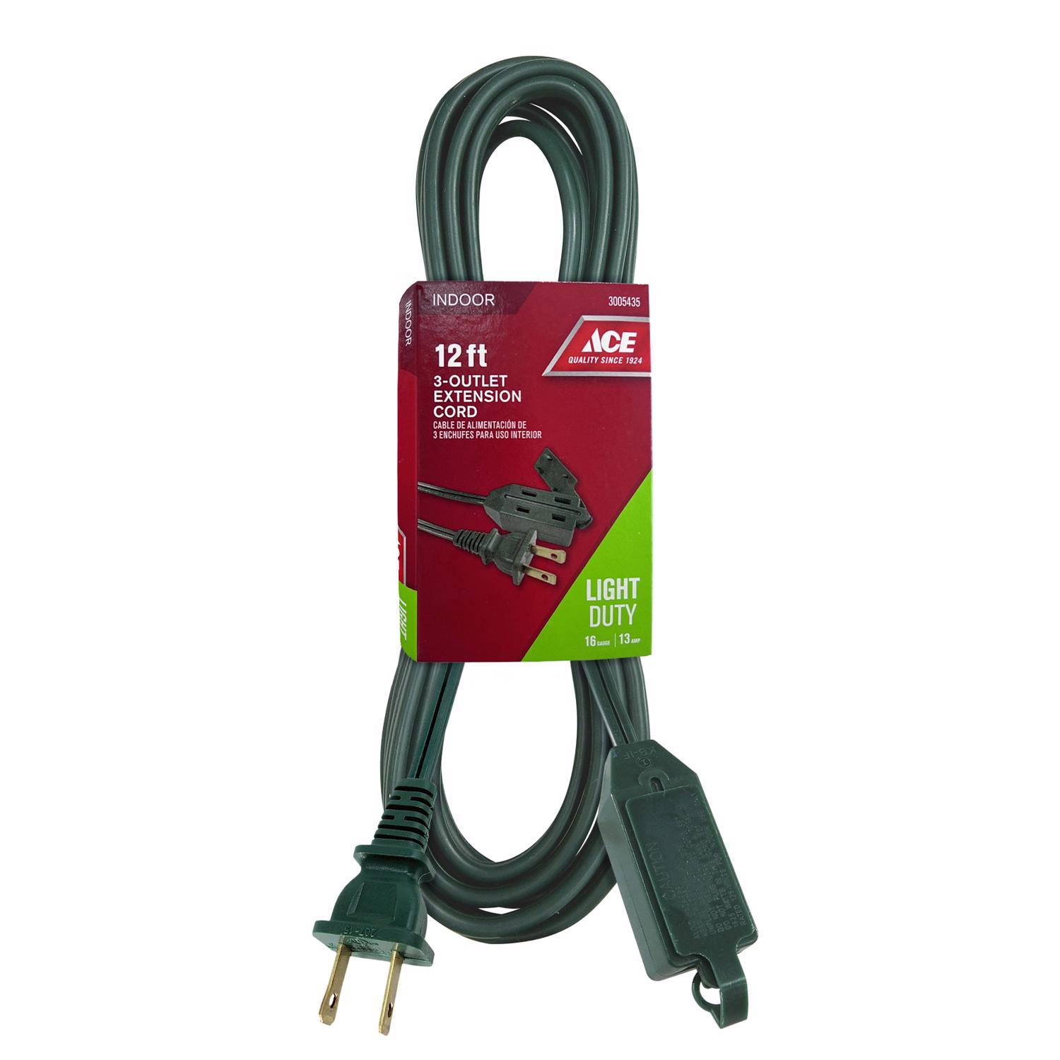 Ace Indoor 12 ft. L Green Extension Cord 16/2 SPT-2