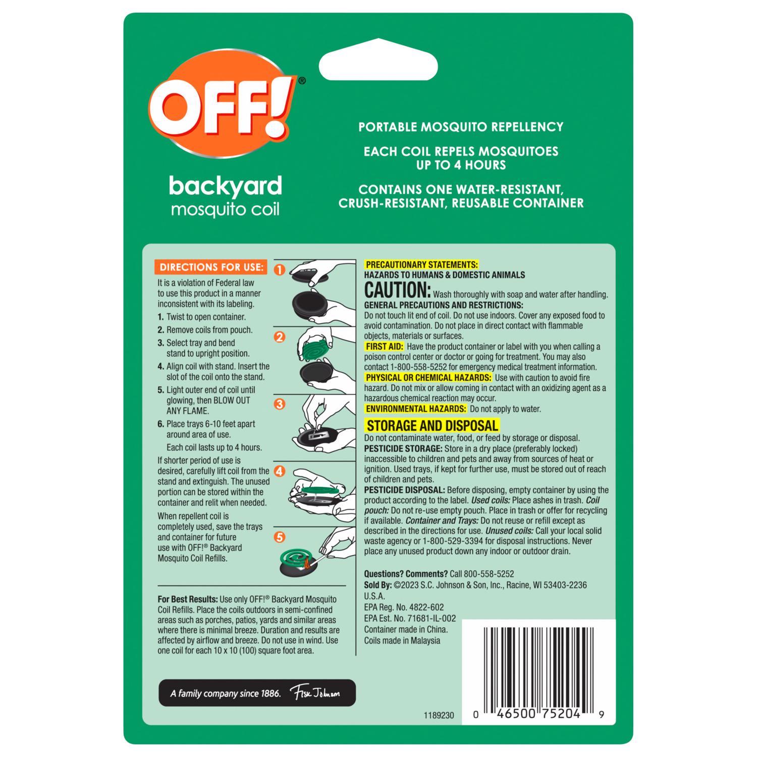 OFF! Insect Repellent Coil For Mosquitoes 1.06 oz