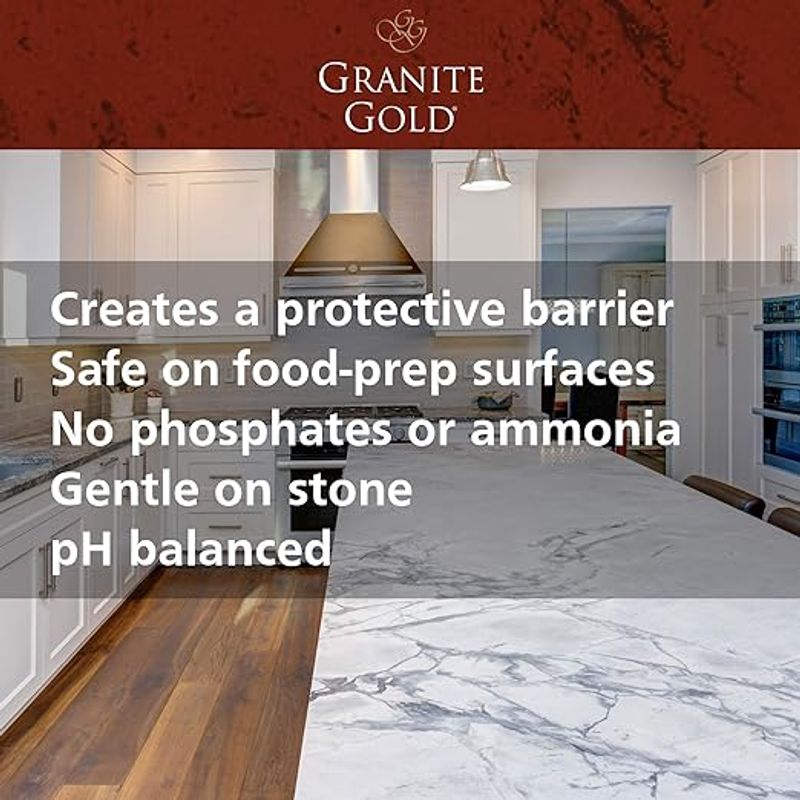 Granite Gold Water-Based Sealer Spray Protection for Granite, Marble, Travertine, Natural Stone Countertops, 24 Fluid Ounces, 1-Pack