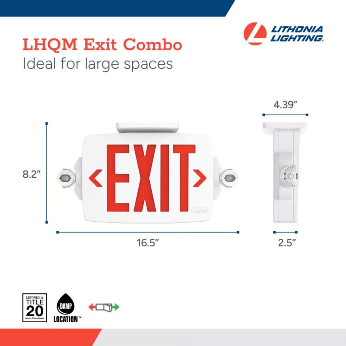 Lithonia Lighting LHQM Switch Hardwired LED White Exit Sign and Emergency Light