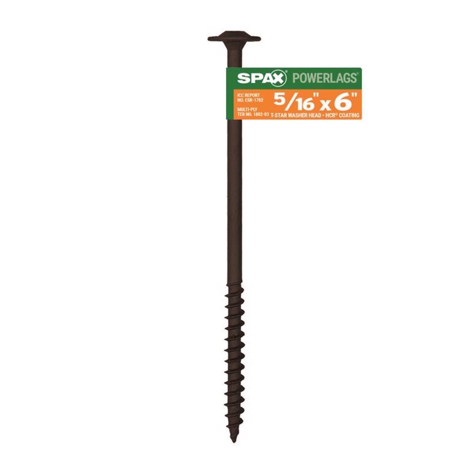 SPAX PowerLags 5/16 in. X 6 in. L Washer High Corrosion Resistant Carbon Steel Lag Screw 1 Pack