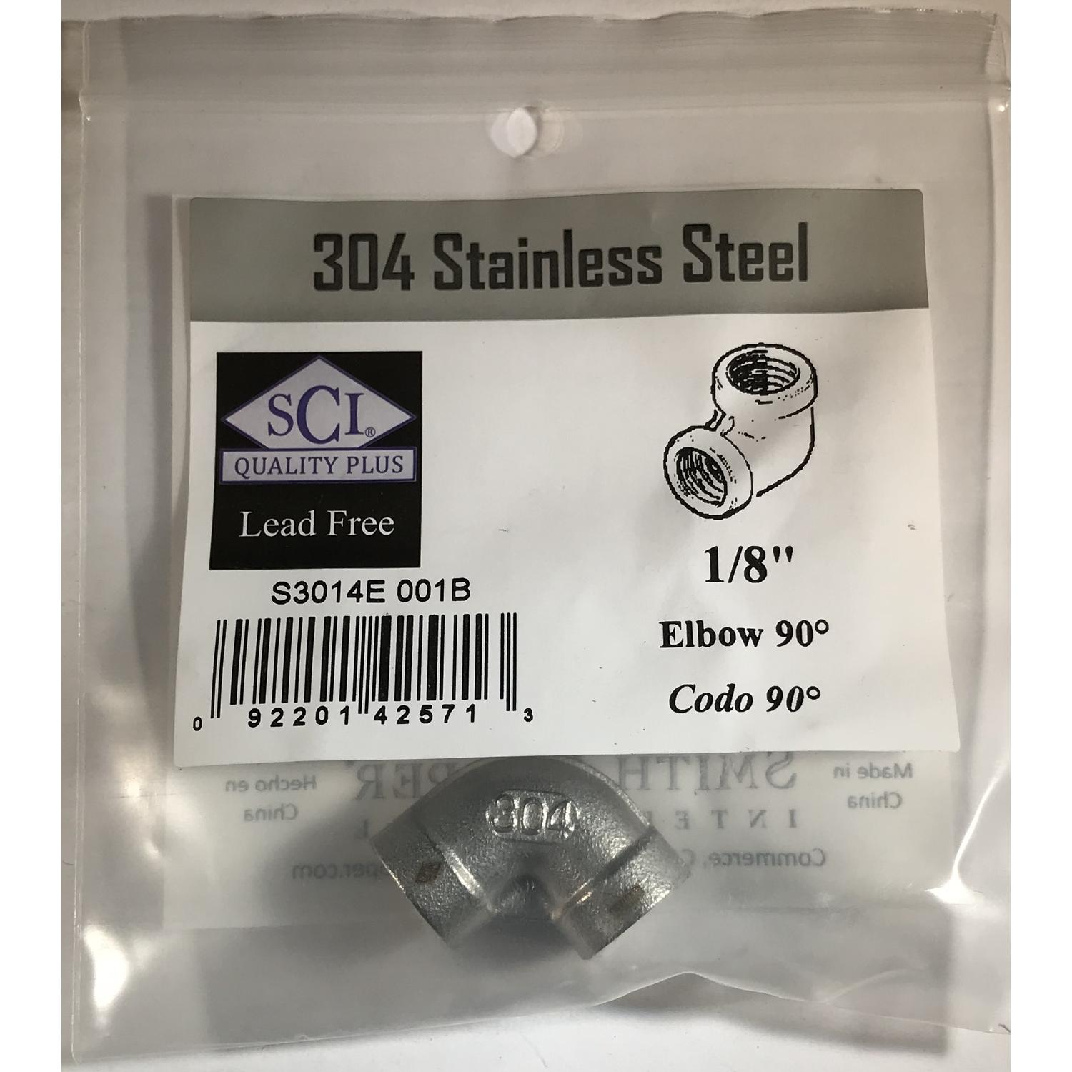 Smith-Cooper 1/8 in. FPT X 1/8 in. D FPT Stainless Steel 90 Degree Elbow