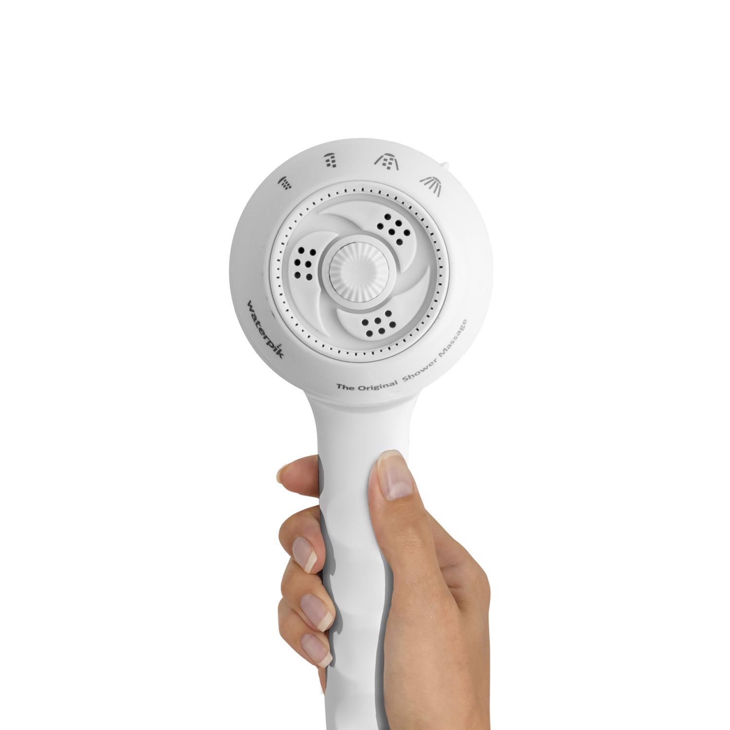Waterpik PowerSpray Plus White Plastic 4 settings Handheld Showerhead 1.8 gpm