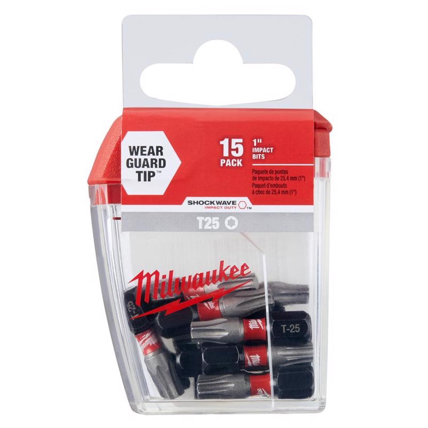 Milwaukee Shockwave Torx T25 X 1 in. L Impact Insert Bit Set Steel 15 pc