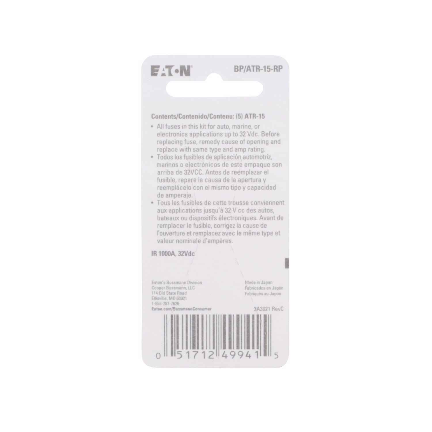 Bussmann 15 amps ATR Blue Blade Fuse 1 pk