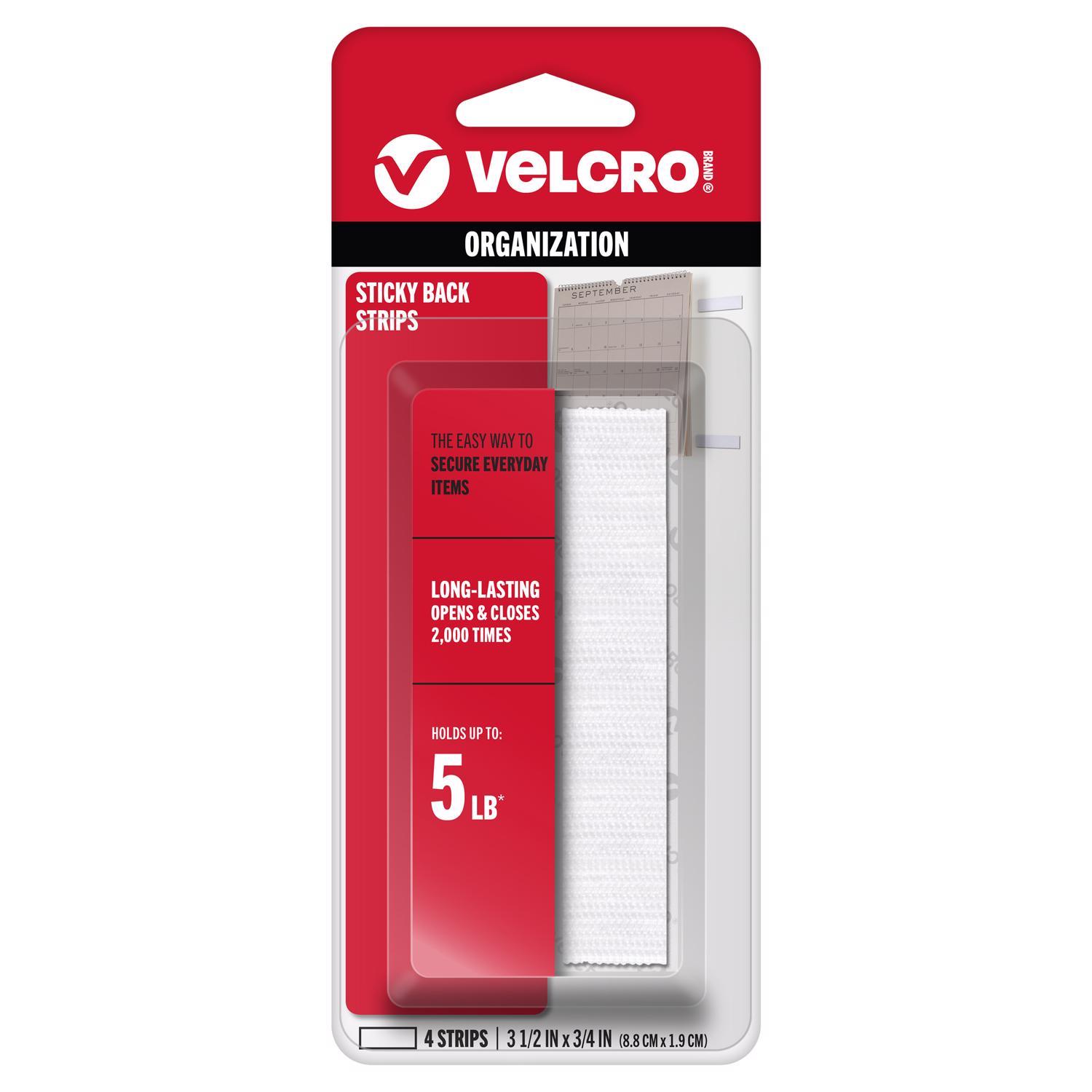 VELCRO Brand Sticky Back Small/Medium Nylon Hook and Loop Fastener 3-1/2 in. L 4 pk